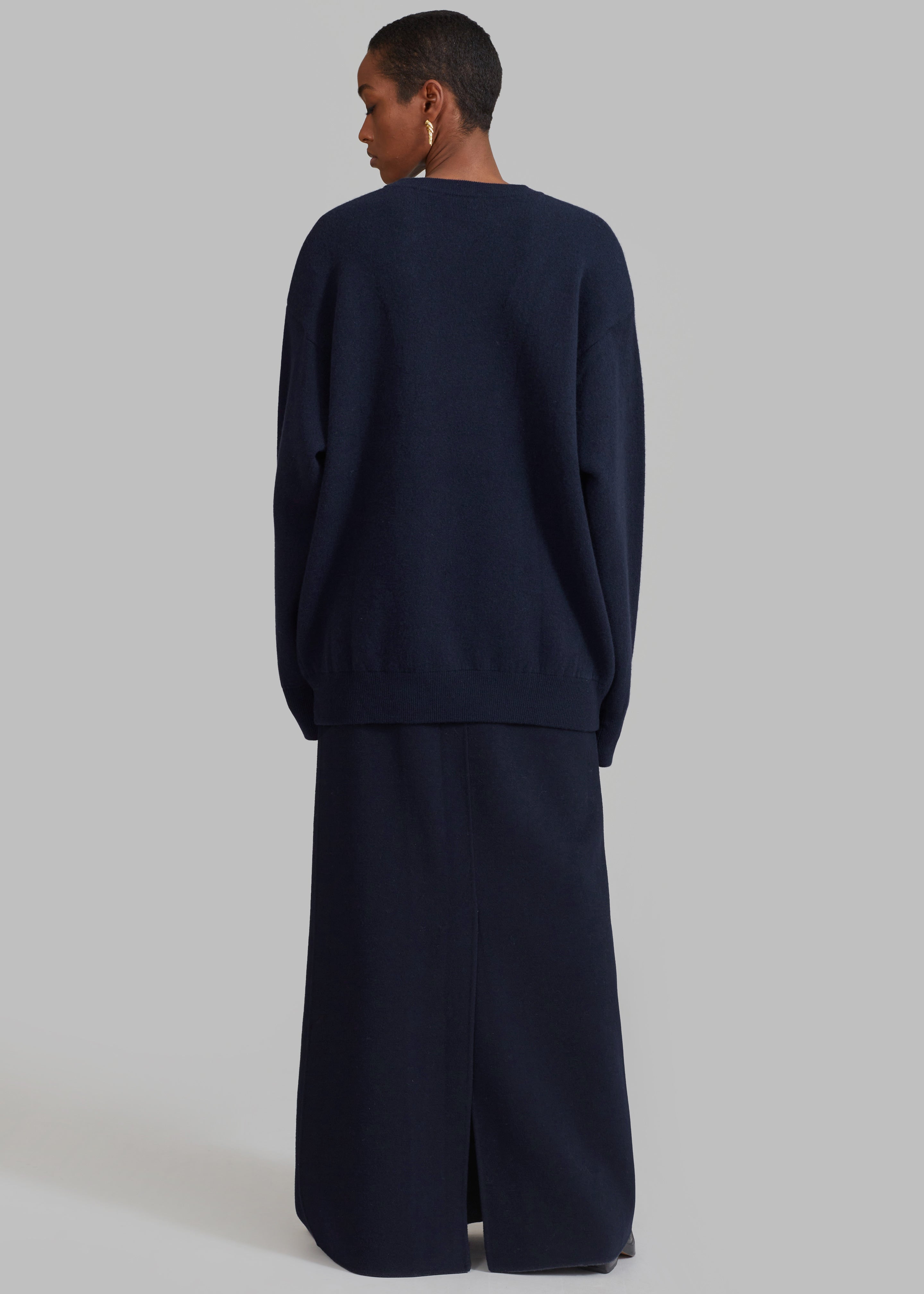 Malvo Long Wool Pencil Skirt - Navy - 7