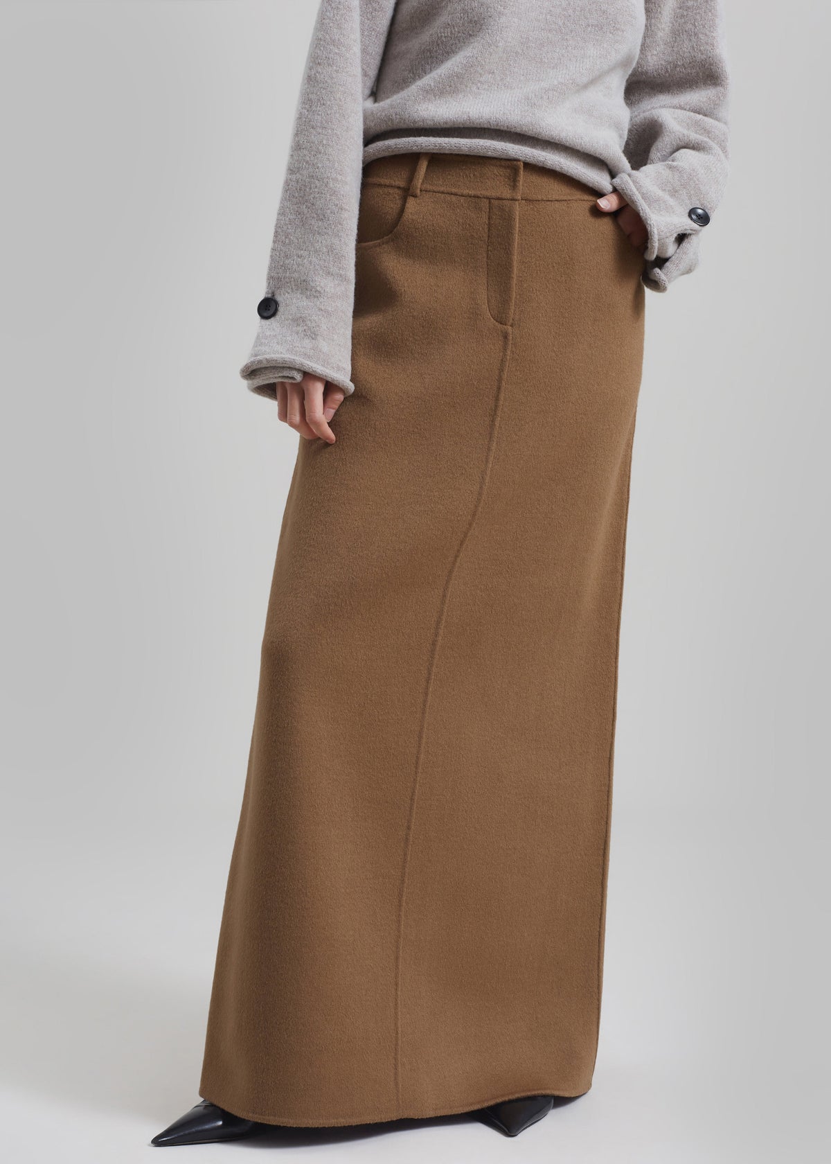 Malvo Long Wool Pencil Skirt - Camel - 5