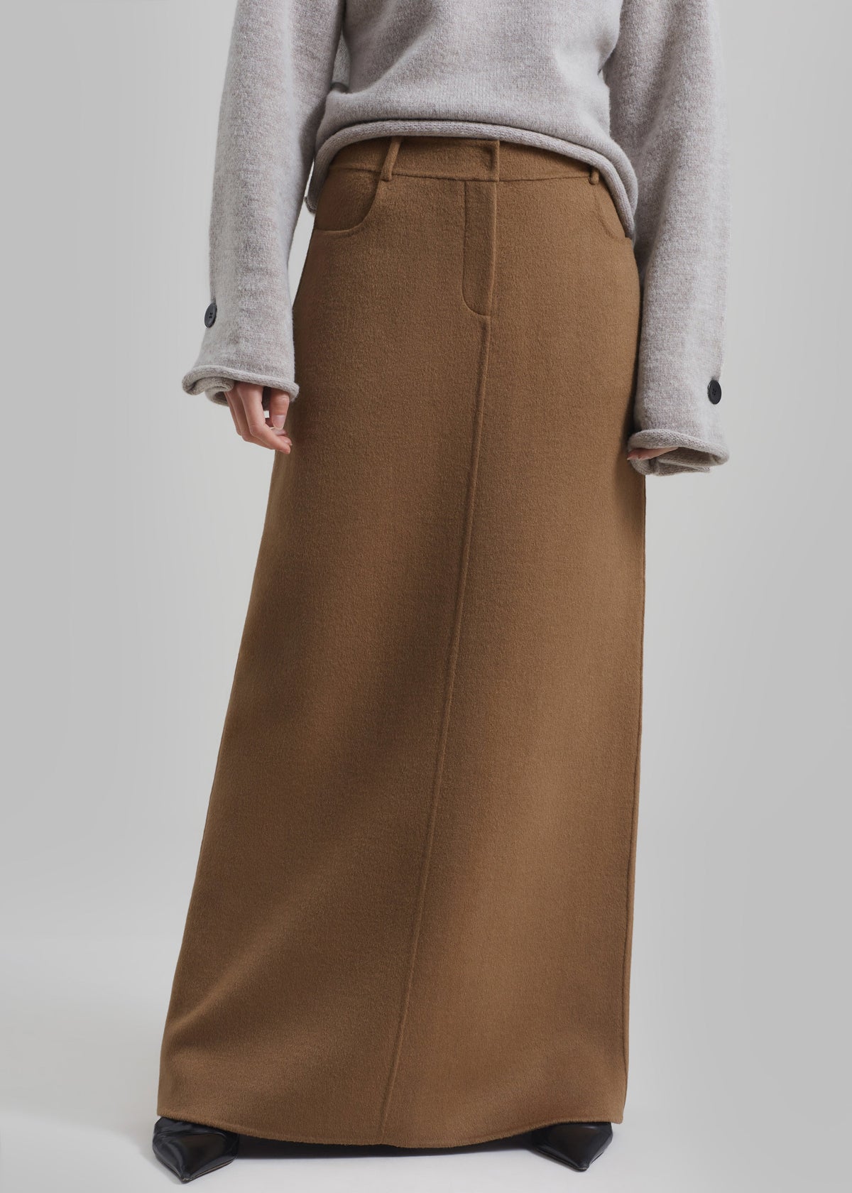 Malvo Long Wool Pencil Skirt - Camel - 8