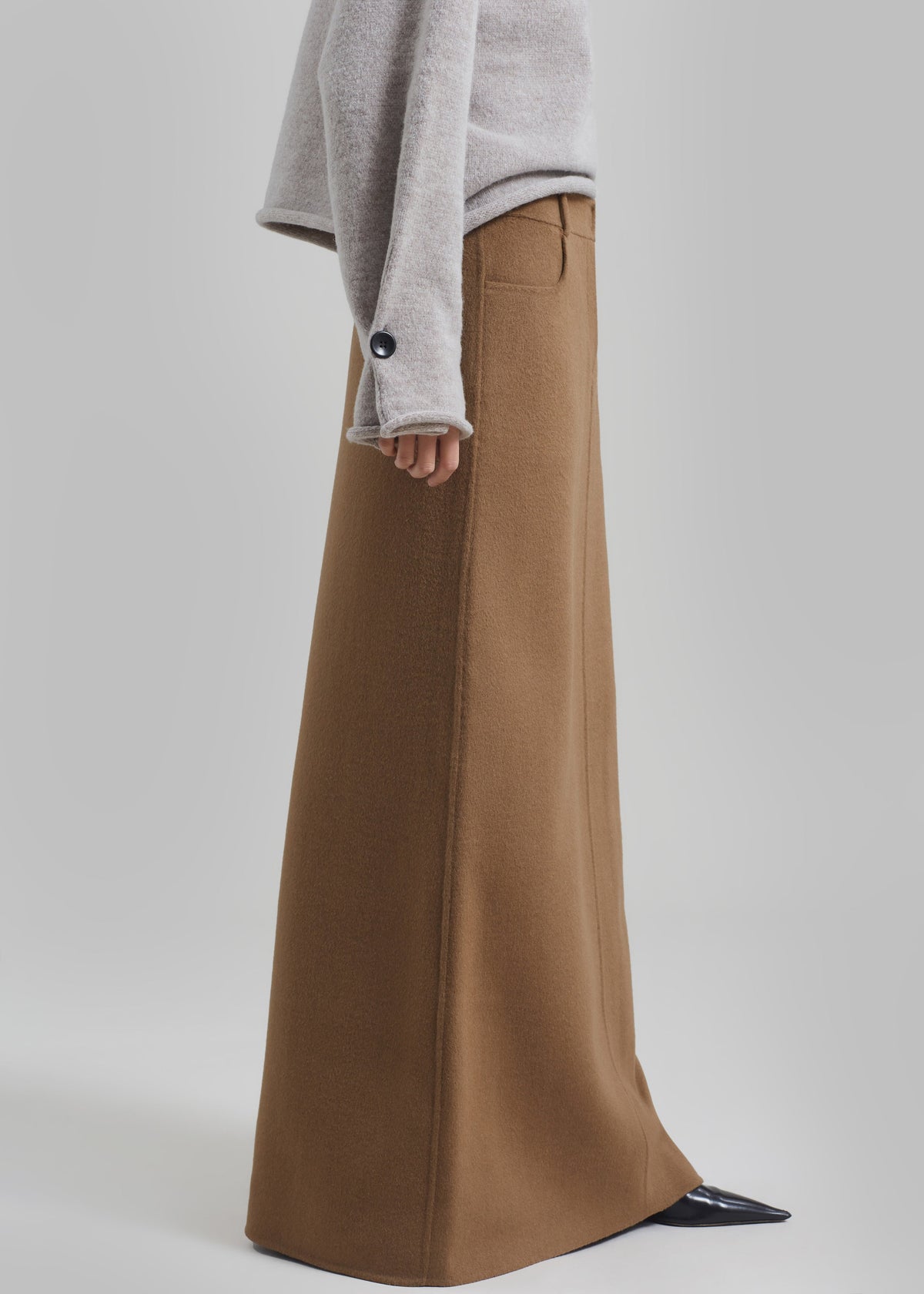 Malvo Long Wool Pencil Skirt - Camel - 3