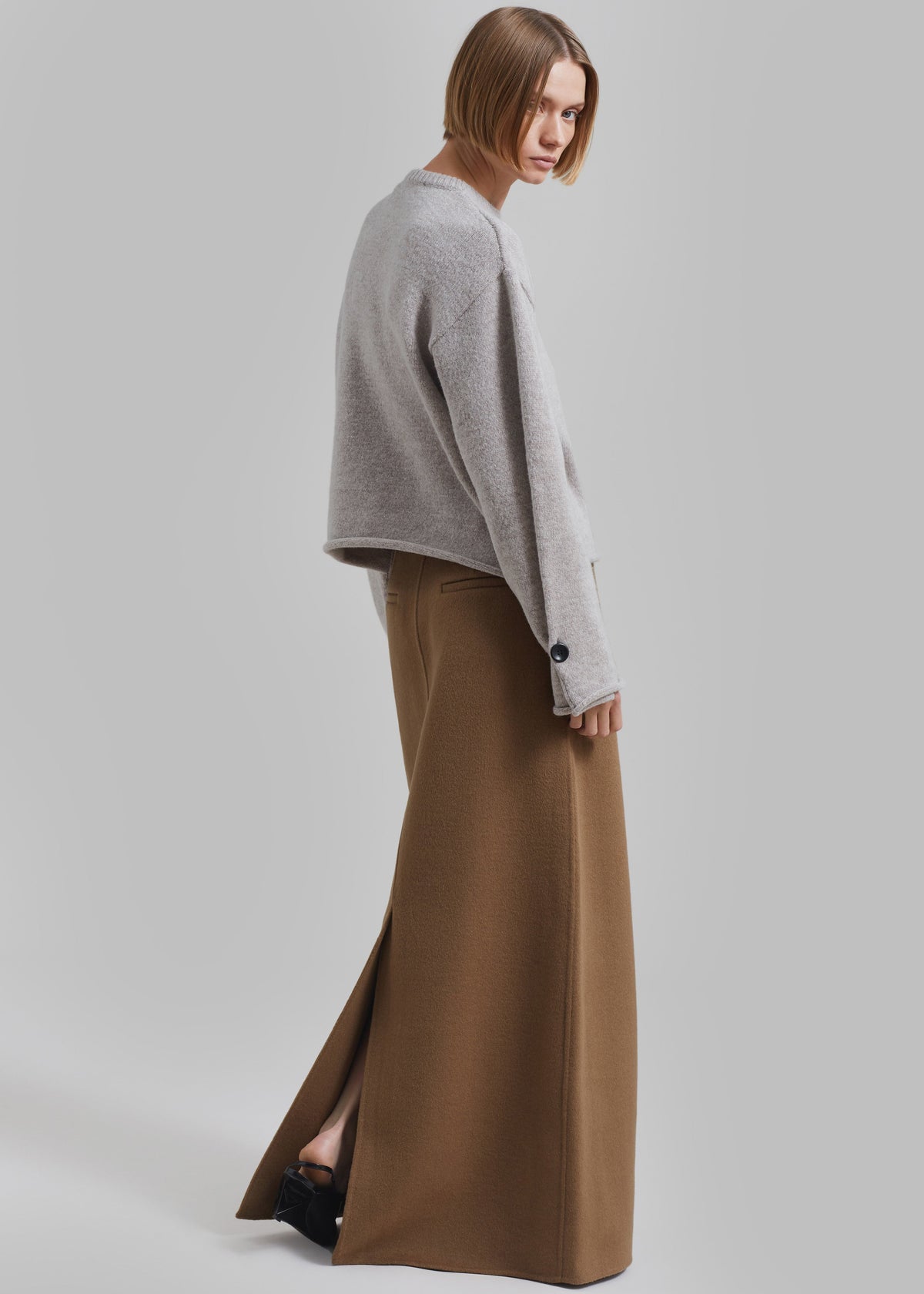 Malvo Long Wool Pencil Skirt - Camel - 9