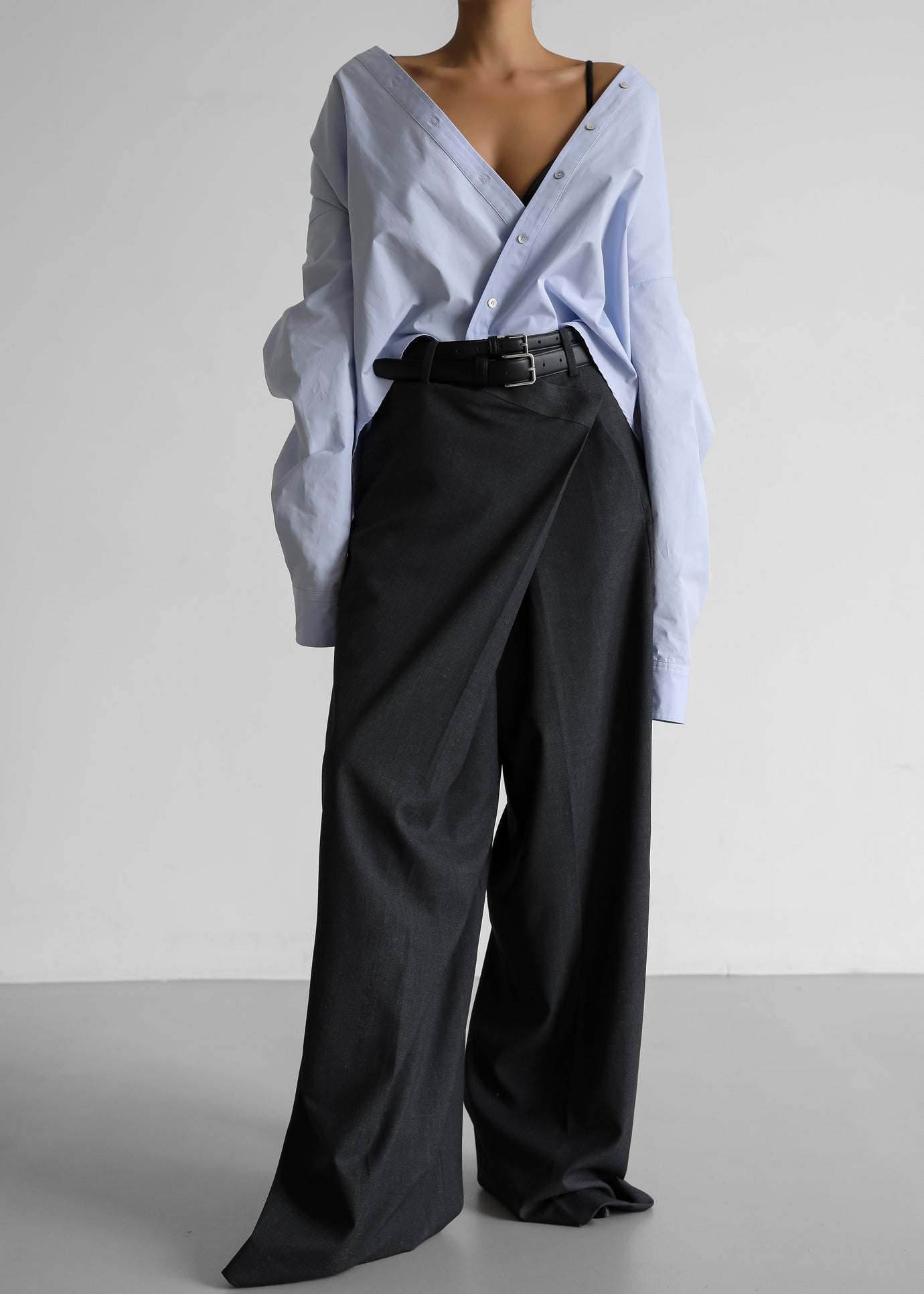 Marjorie Asymmetrical Trousers - Charcoal