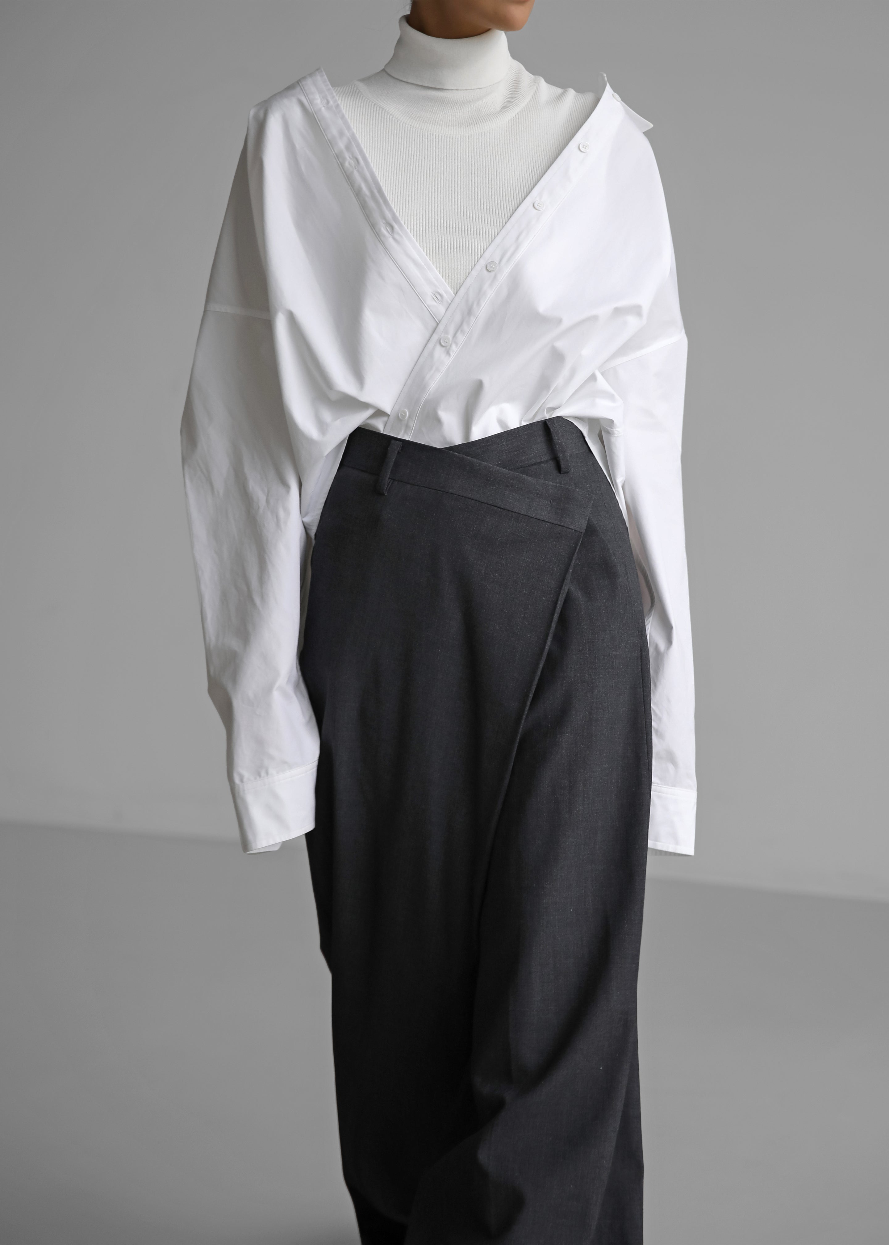 Marjorie Asymmetrical Trousers - Charcoal - 11
