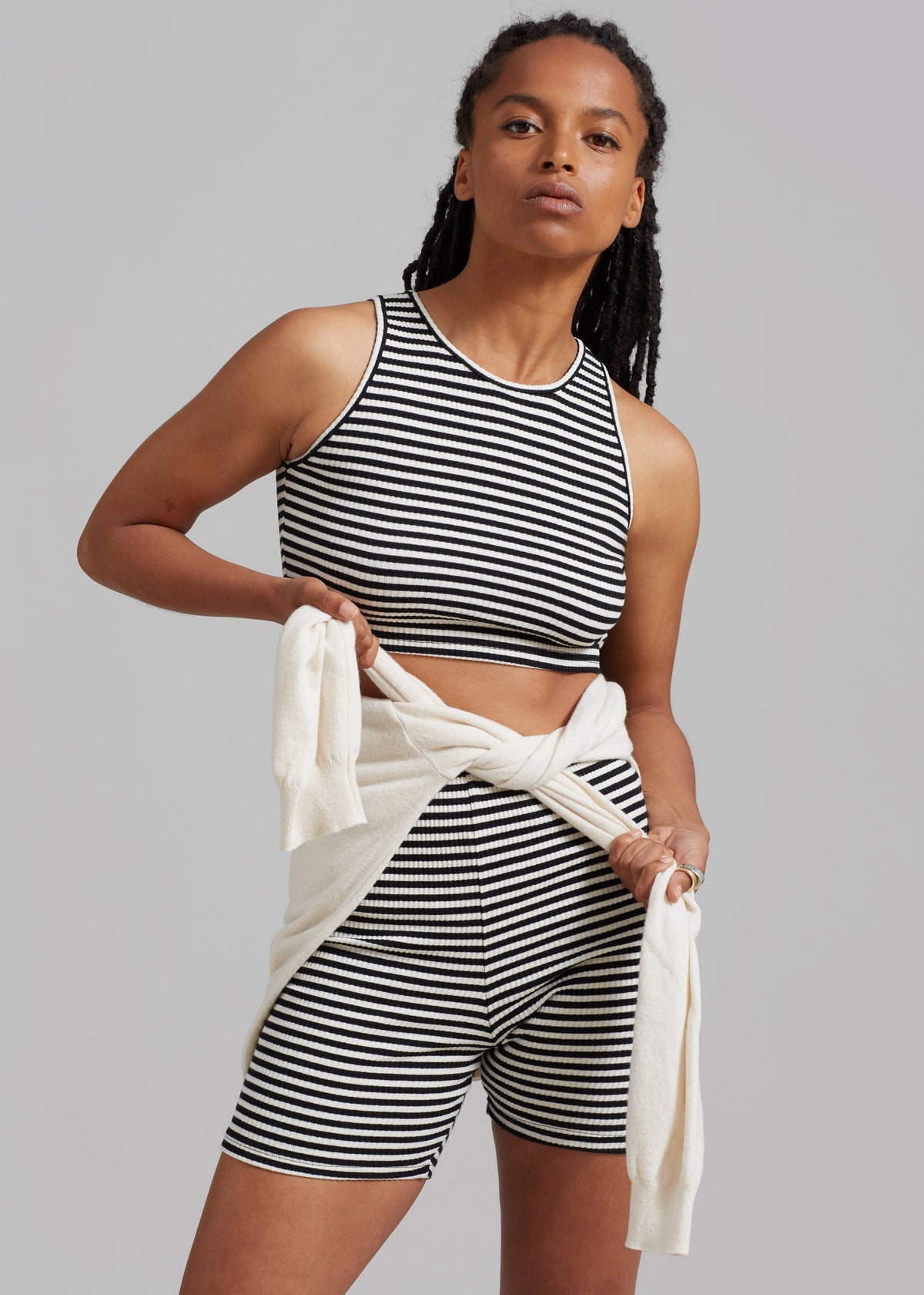 Martina Knit Shorts - Black Stripe - 6