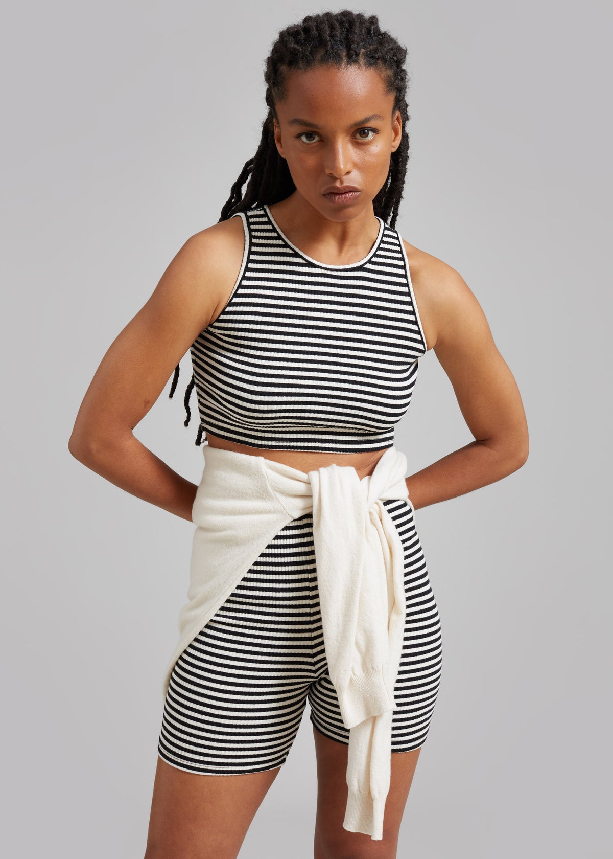 Martina Knit Shorts - Black Stripe - 5