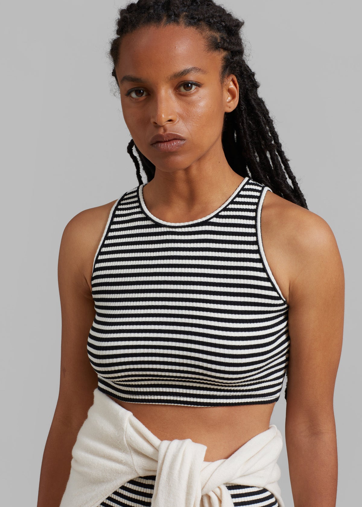 Martina Knit Tank Top - Black Stripe - 3