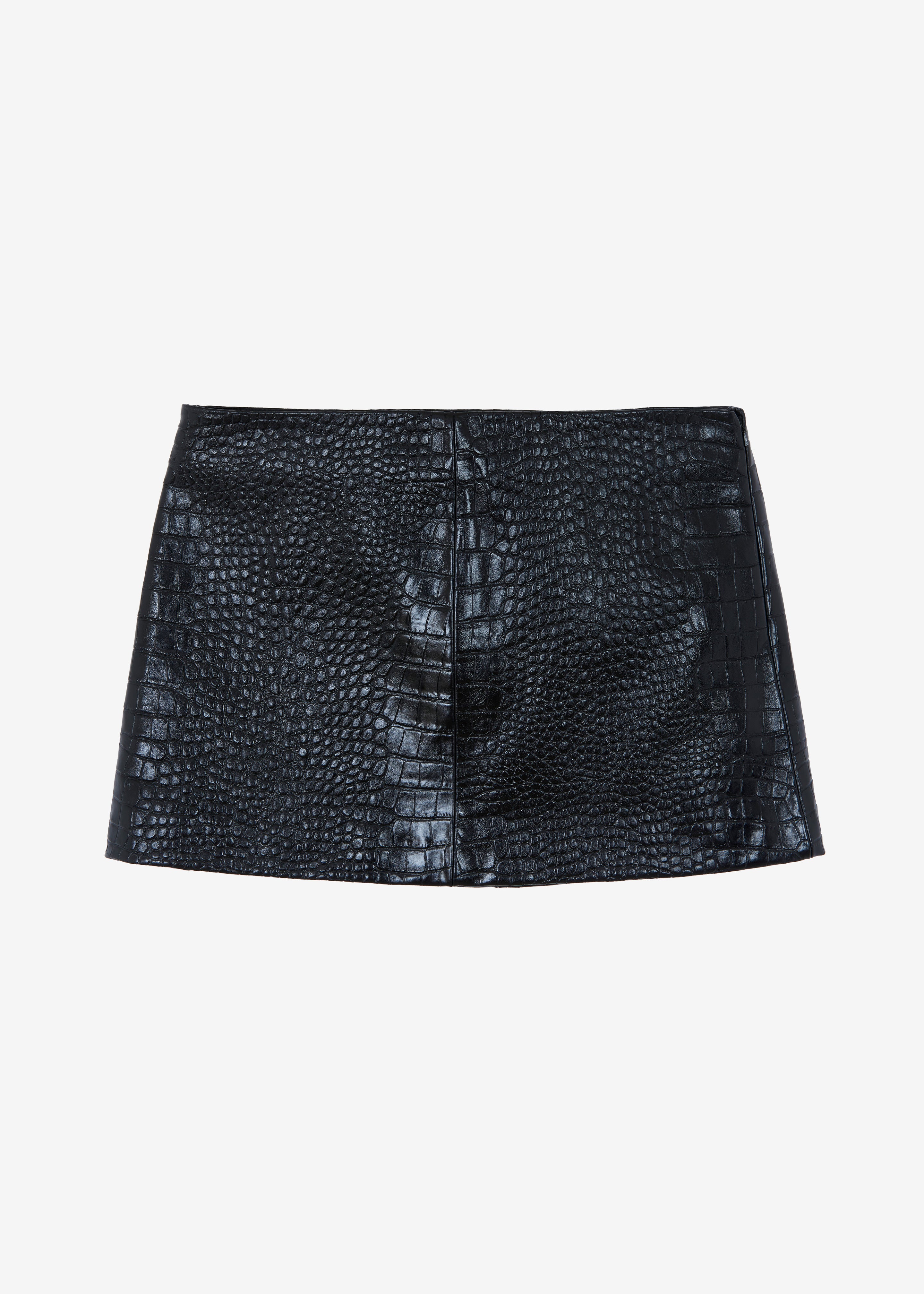 Mary Croc-Effect Mini Skirt - Black - 7