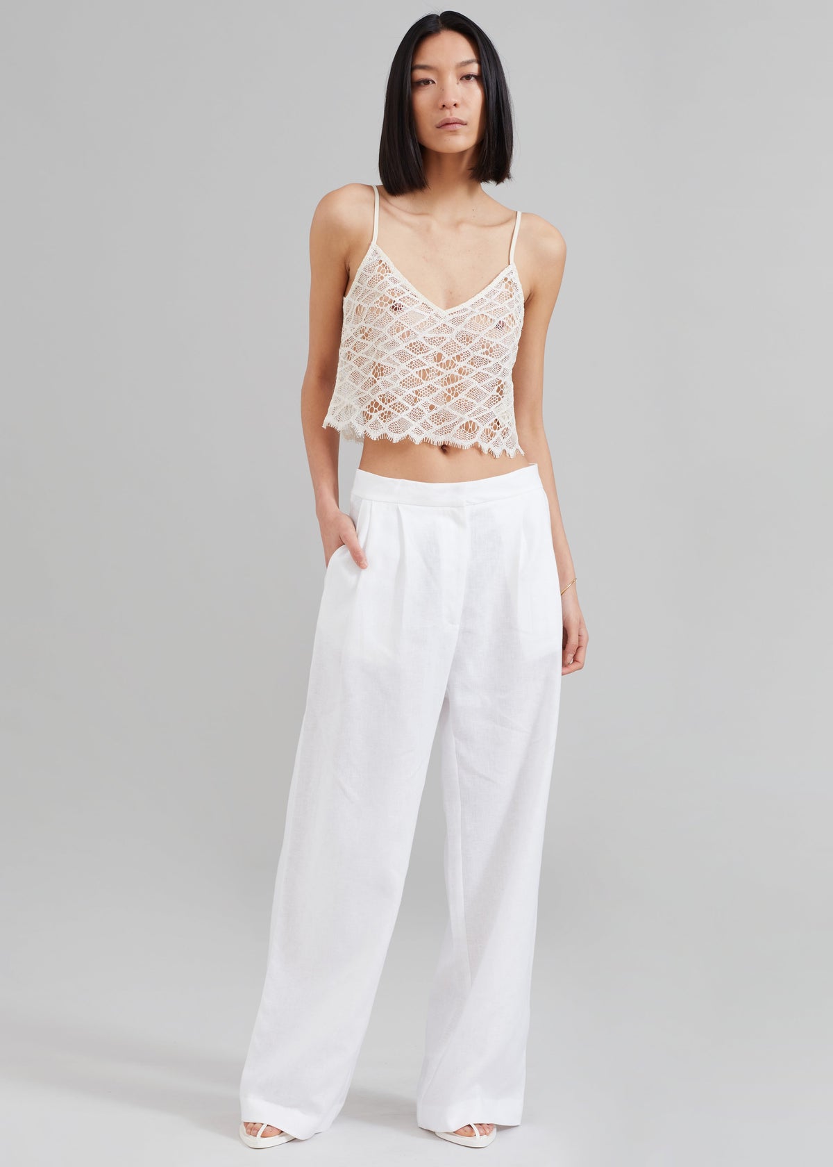 MATIN Tailored Wide Leg Pant - Natural - 1