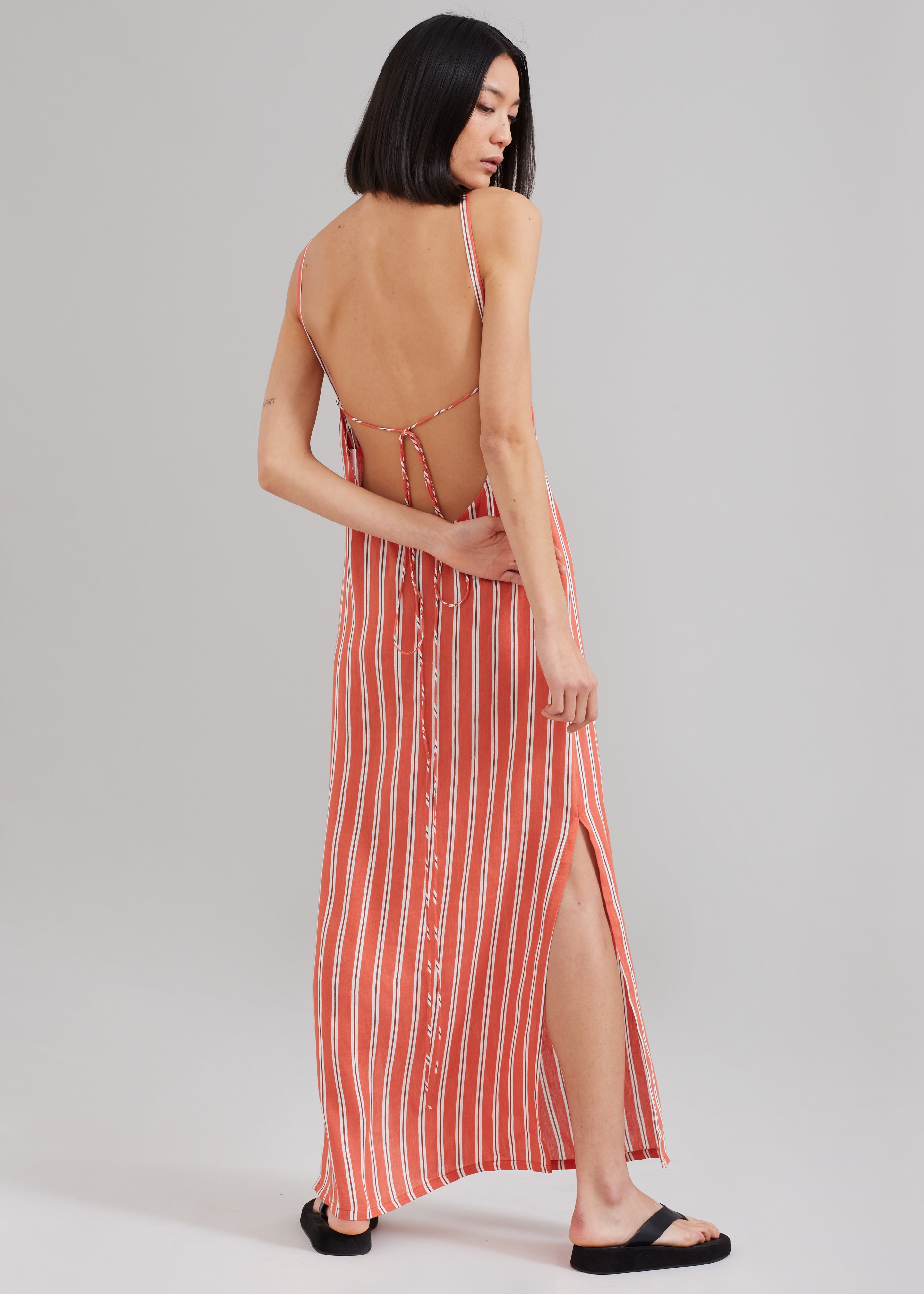 MATIN Isola Open Back Dress - Red Stripe - 8
