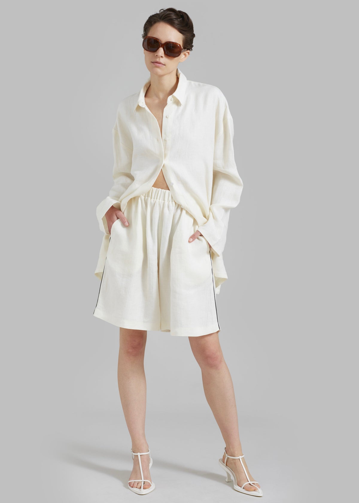 MATIN Piping Shorts - Natural - 3