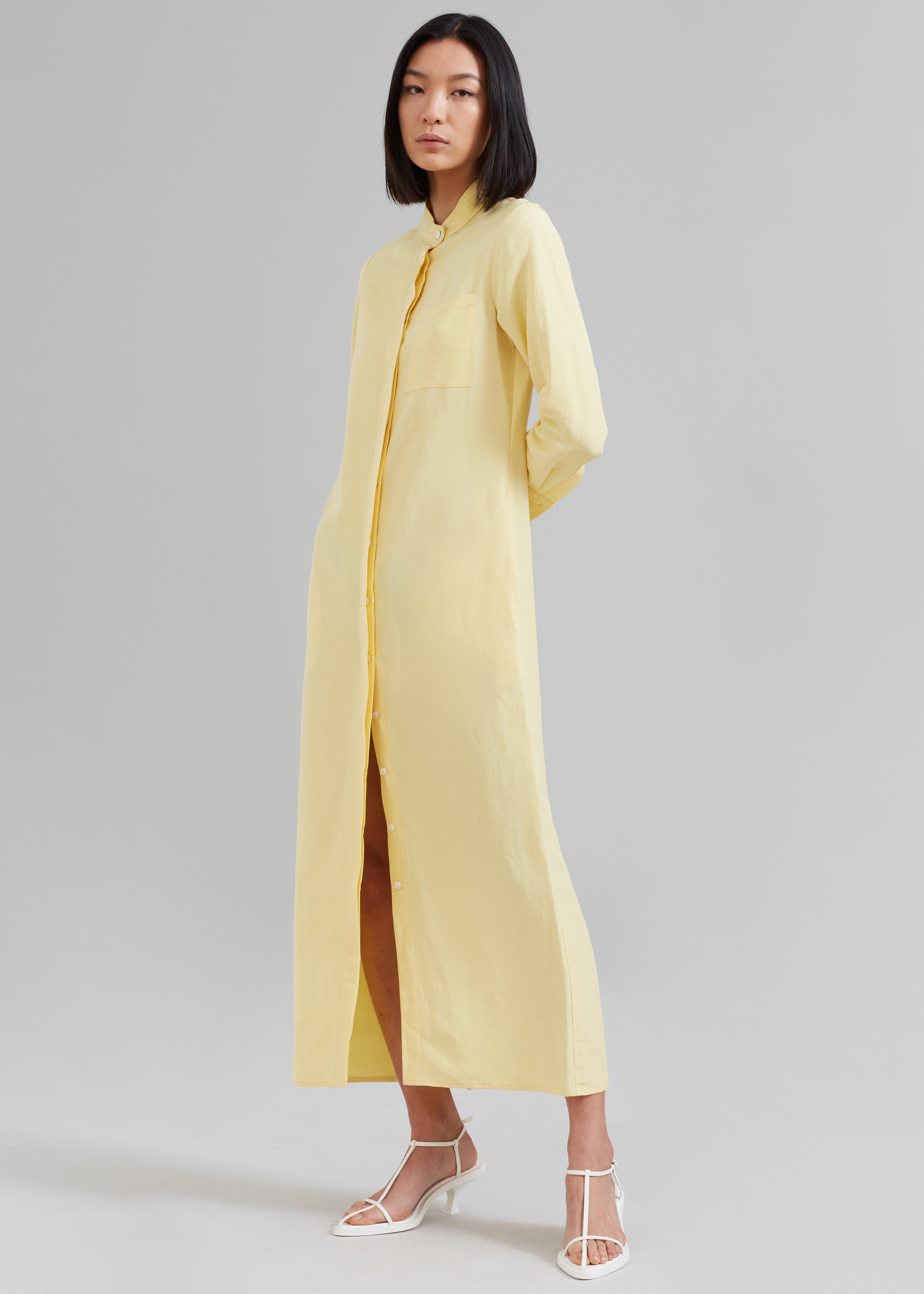 MATIN Collarless Shirt Dress - Butter – Frankie Shop Europe