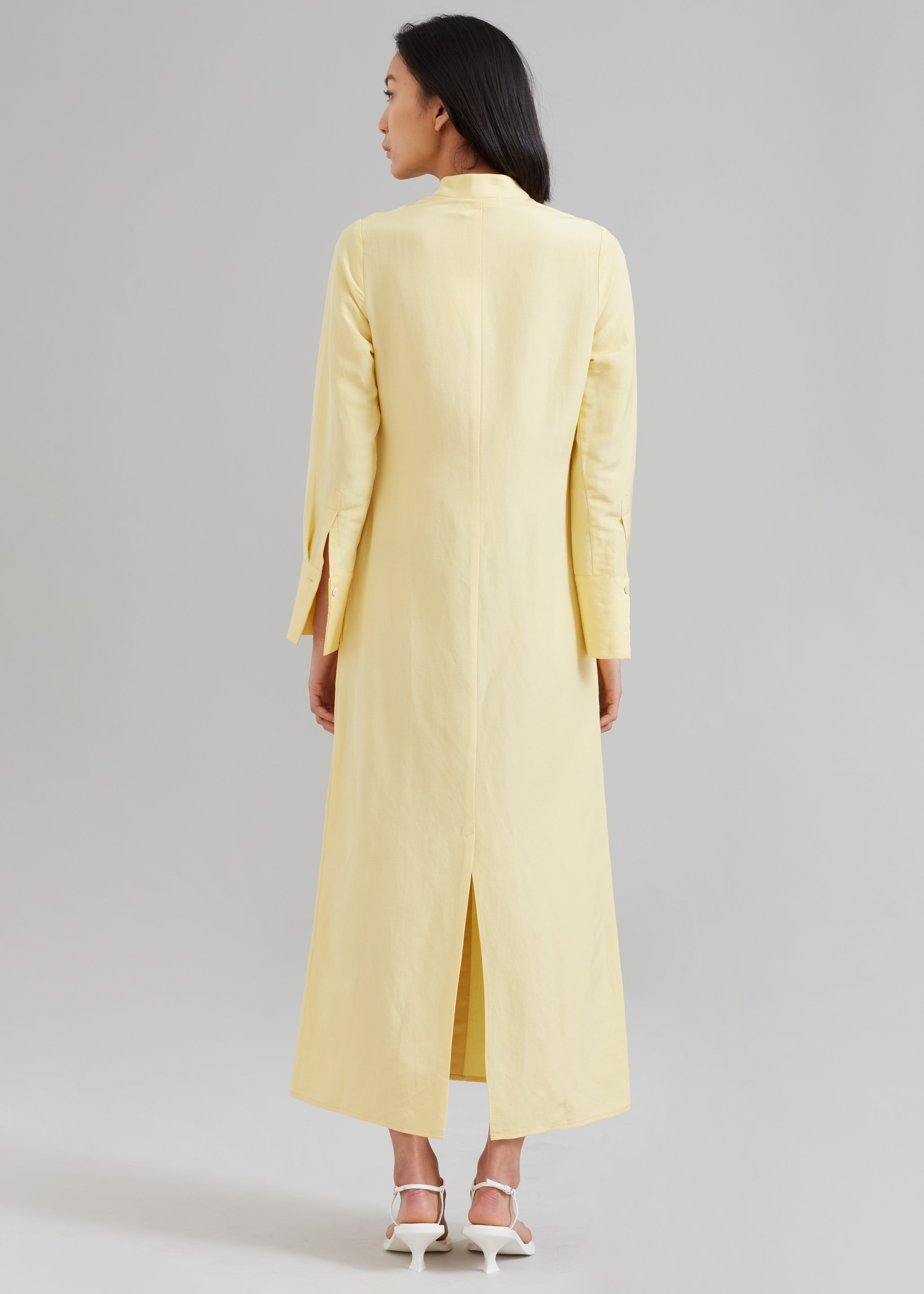 MATIN Collarless Shirt Dress - Butter - 6