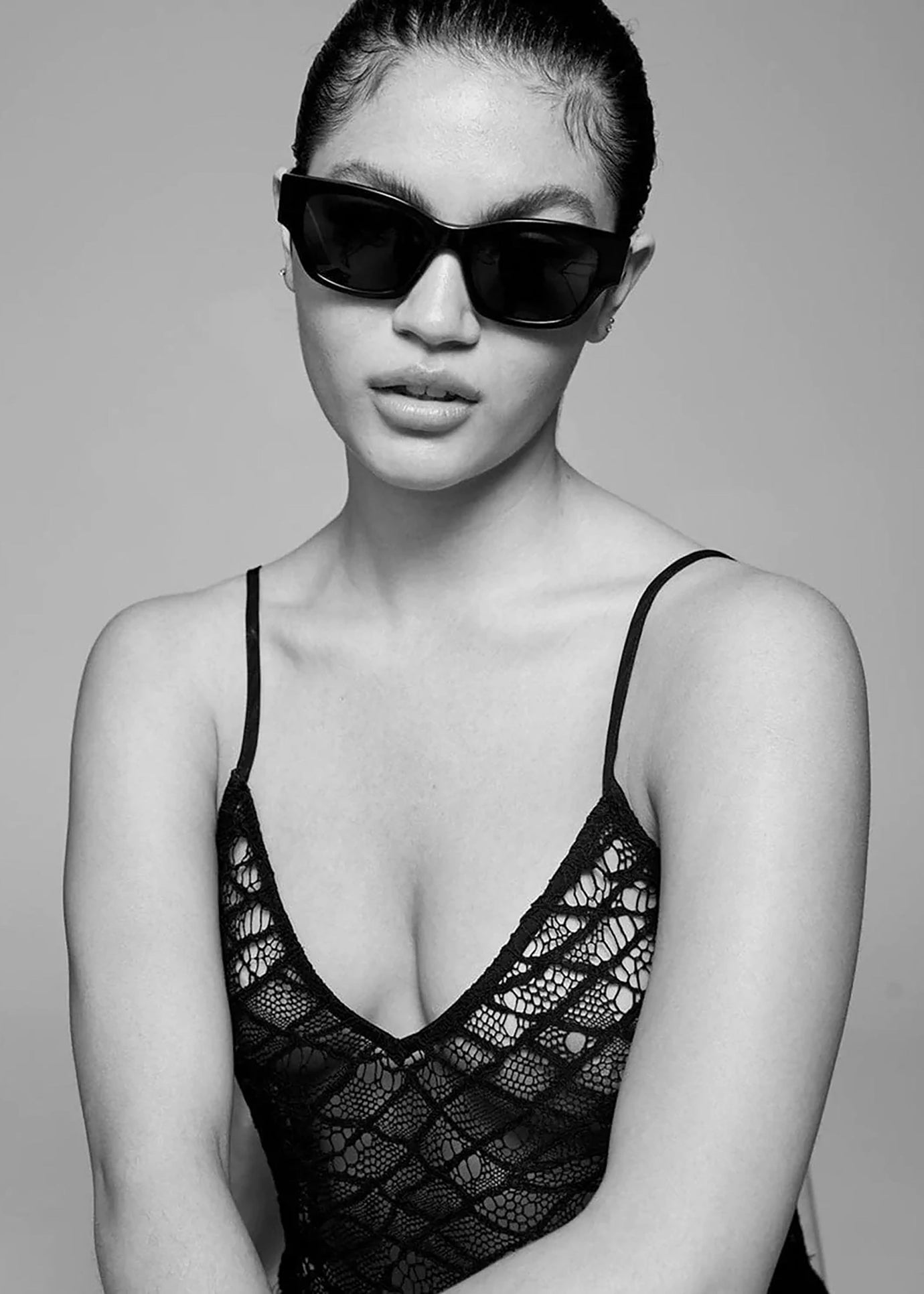 MATIN French Lace Slip Top - Black
