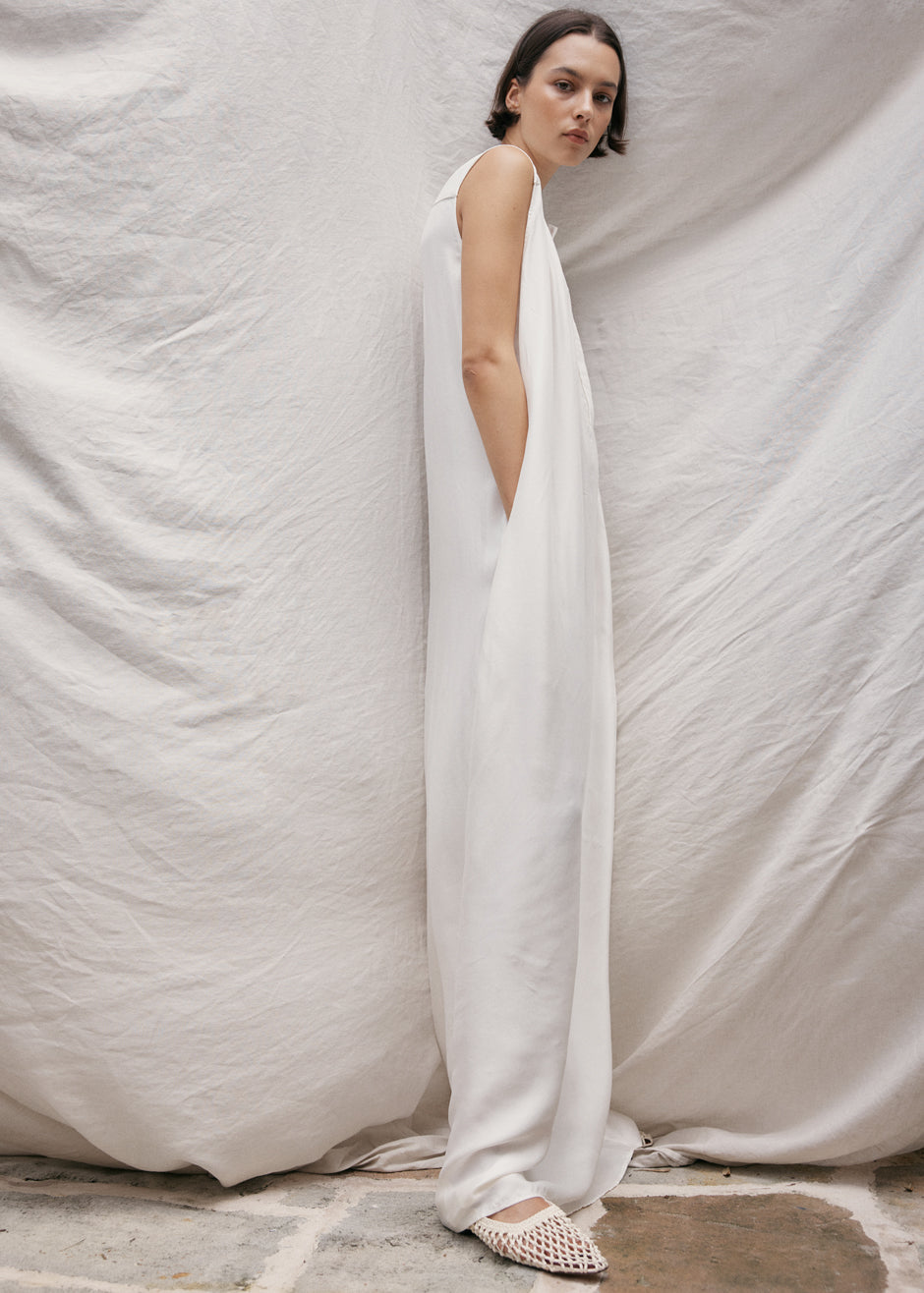 MATIN Sleeveless Button-up Dress - Off White - 6