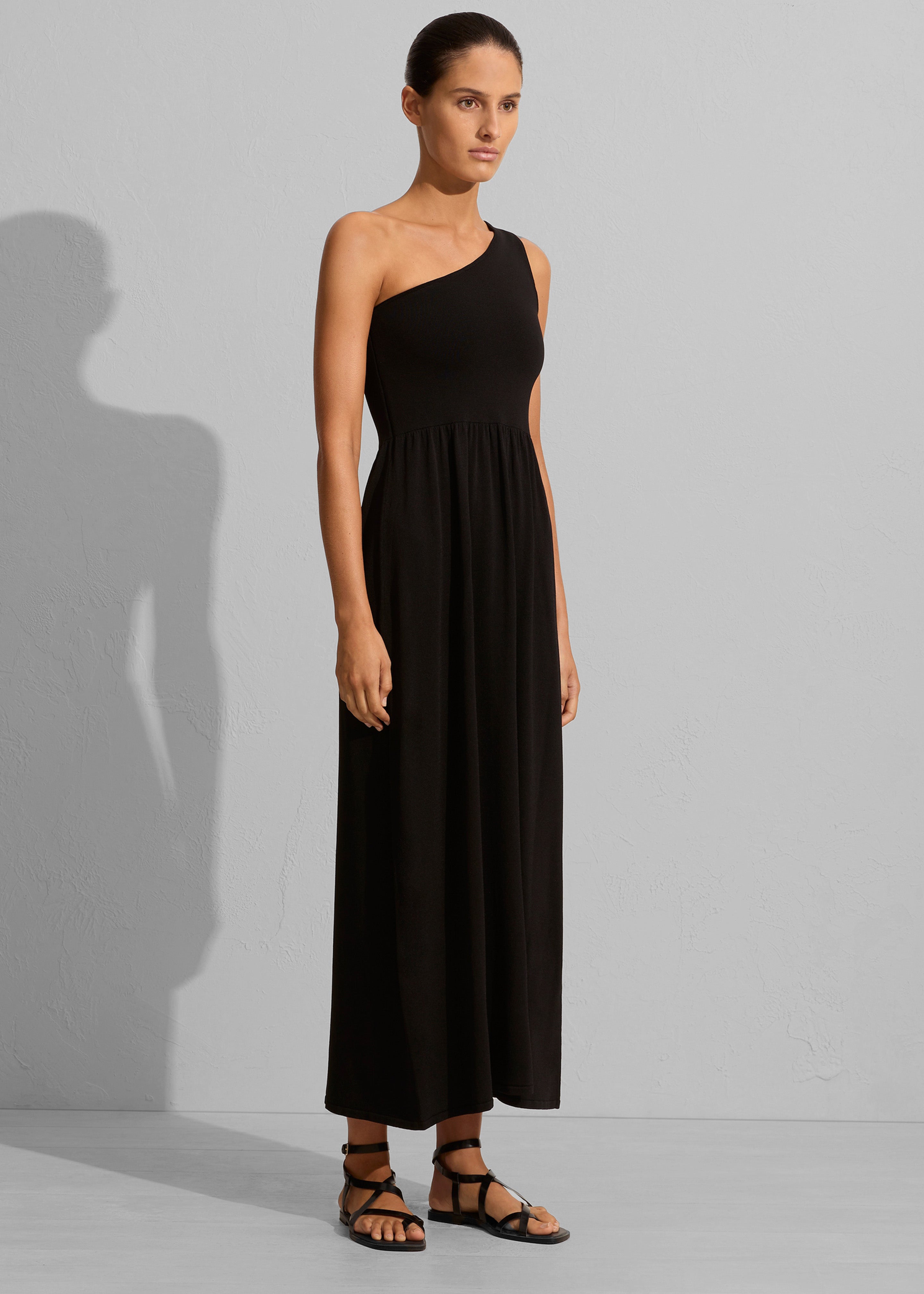Matteau Asymmetric Knit Dress - Black - 1