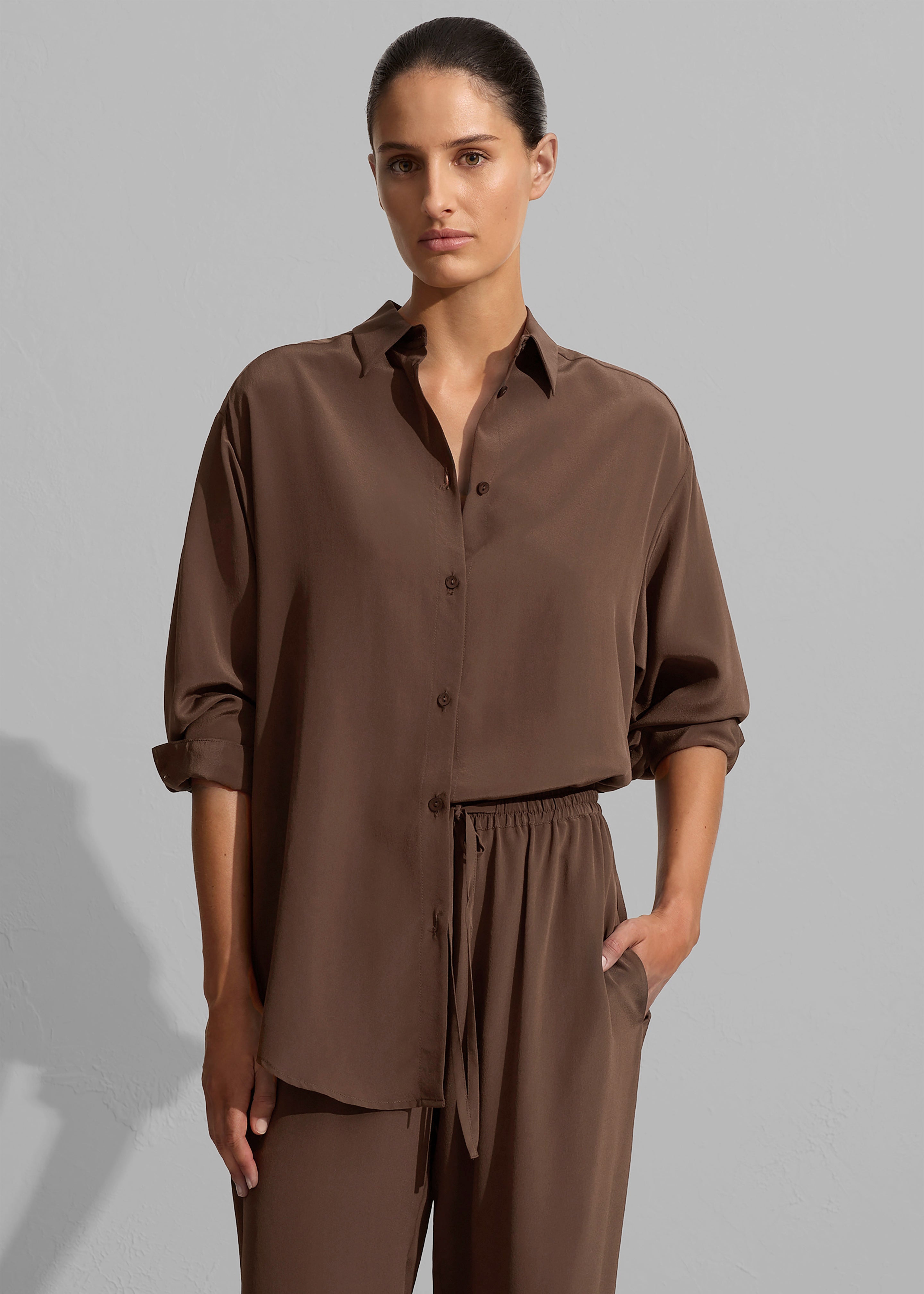 Matteau Long Sleeve Silk Shirt - Sable - 7