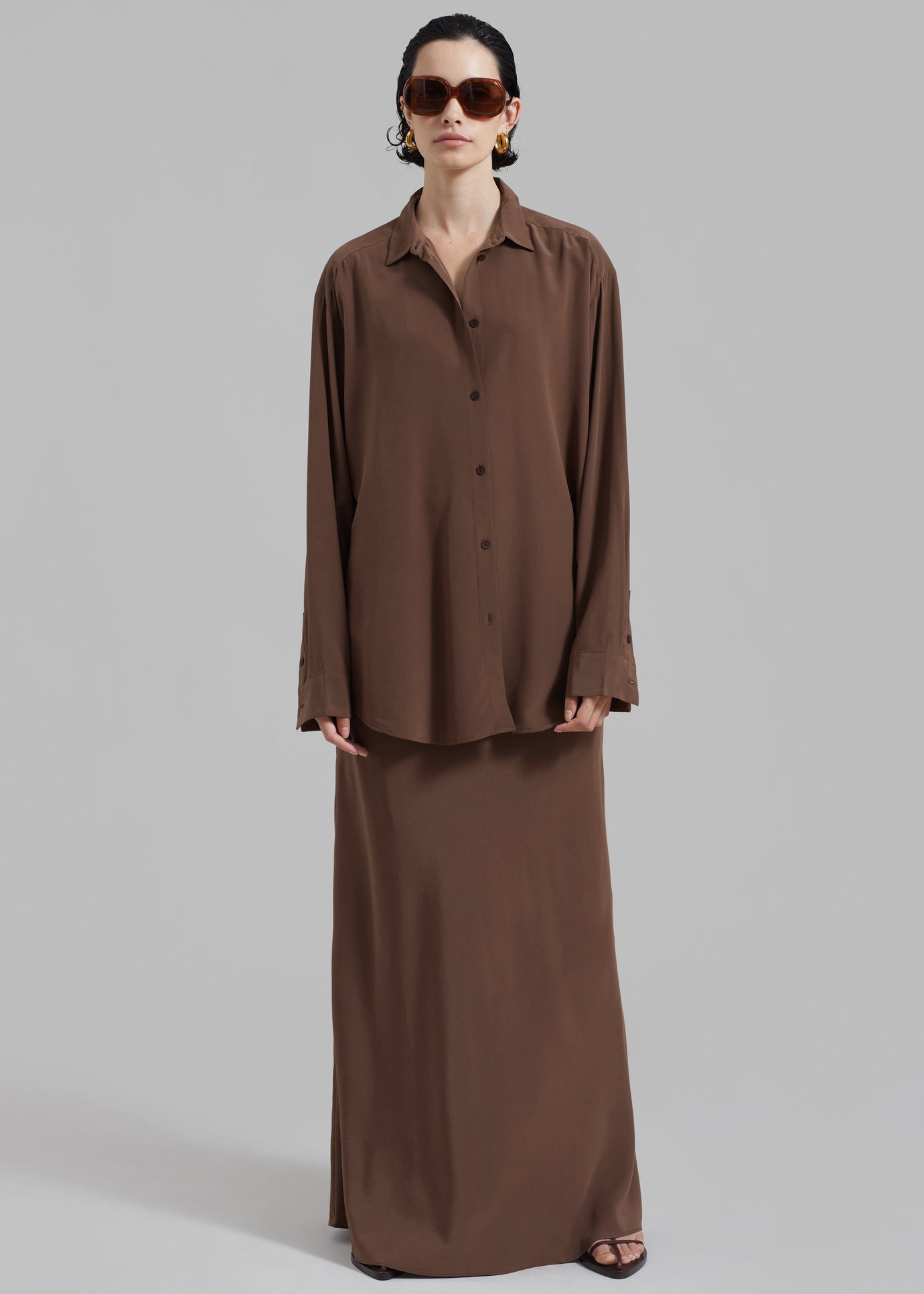 Matteau Long Sleeve Silk Shirt - Sable
