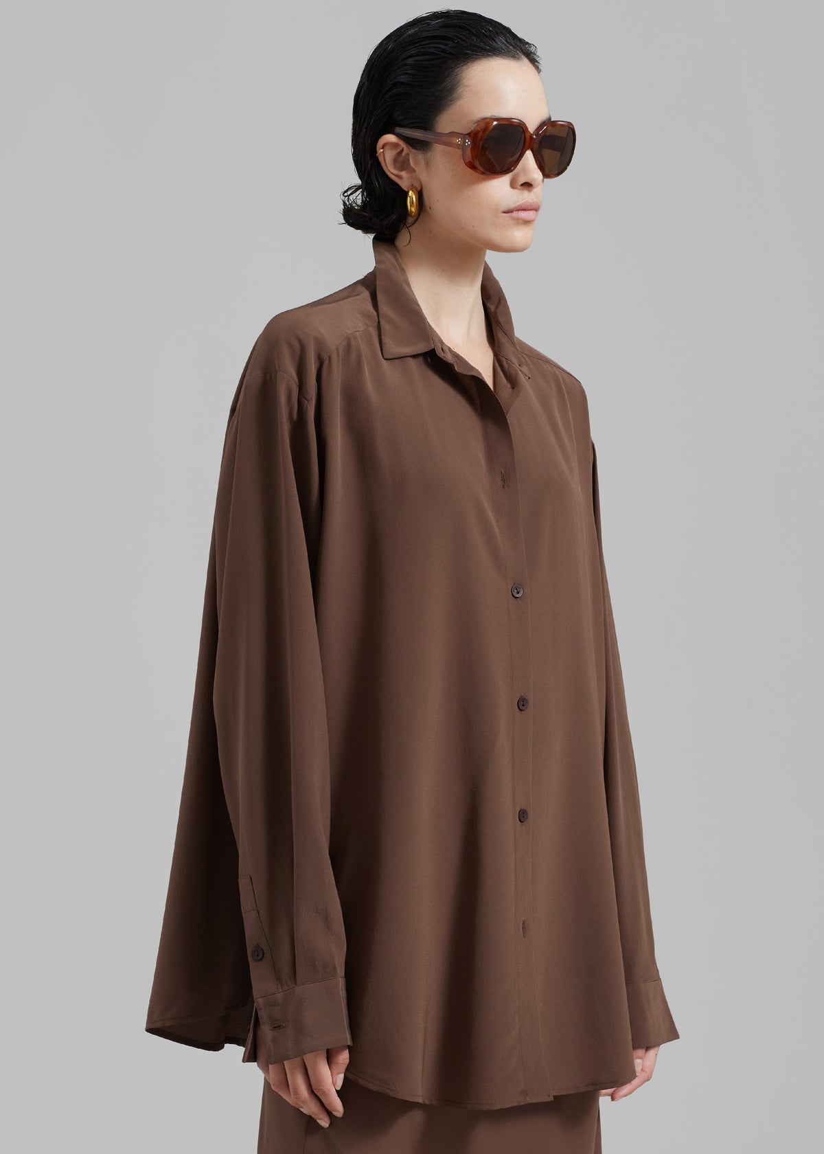 Matteau Long Sleeve Silk Shirt - Sable - 6