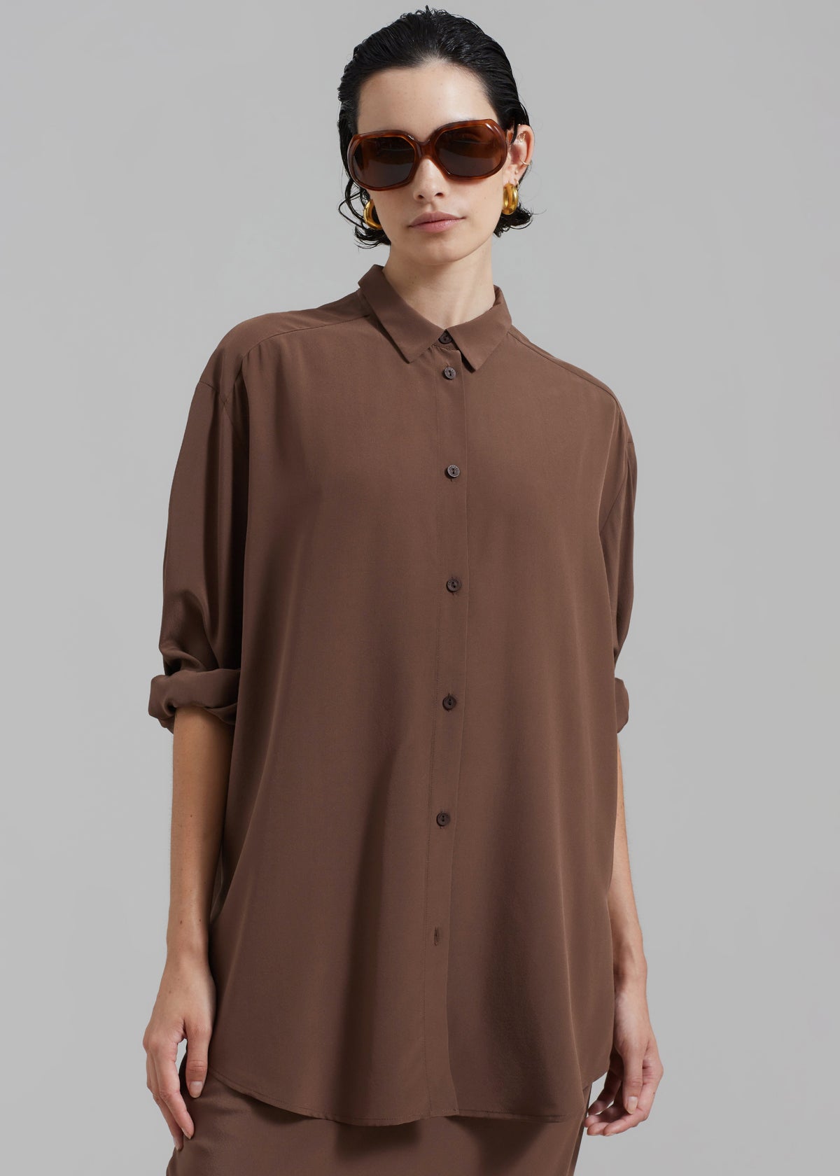 Matteau Long Sleeve Silk Shirt - Sable - 4