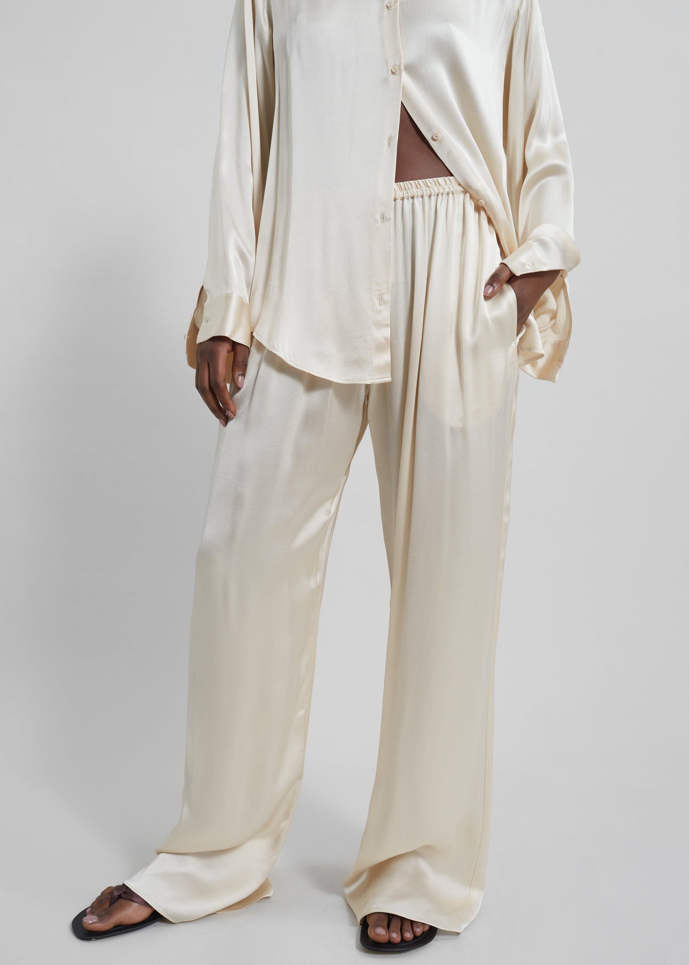 Matteau Relaxed Satin Pant - Ivory - 1