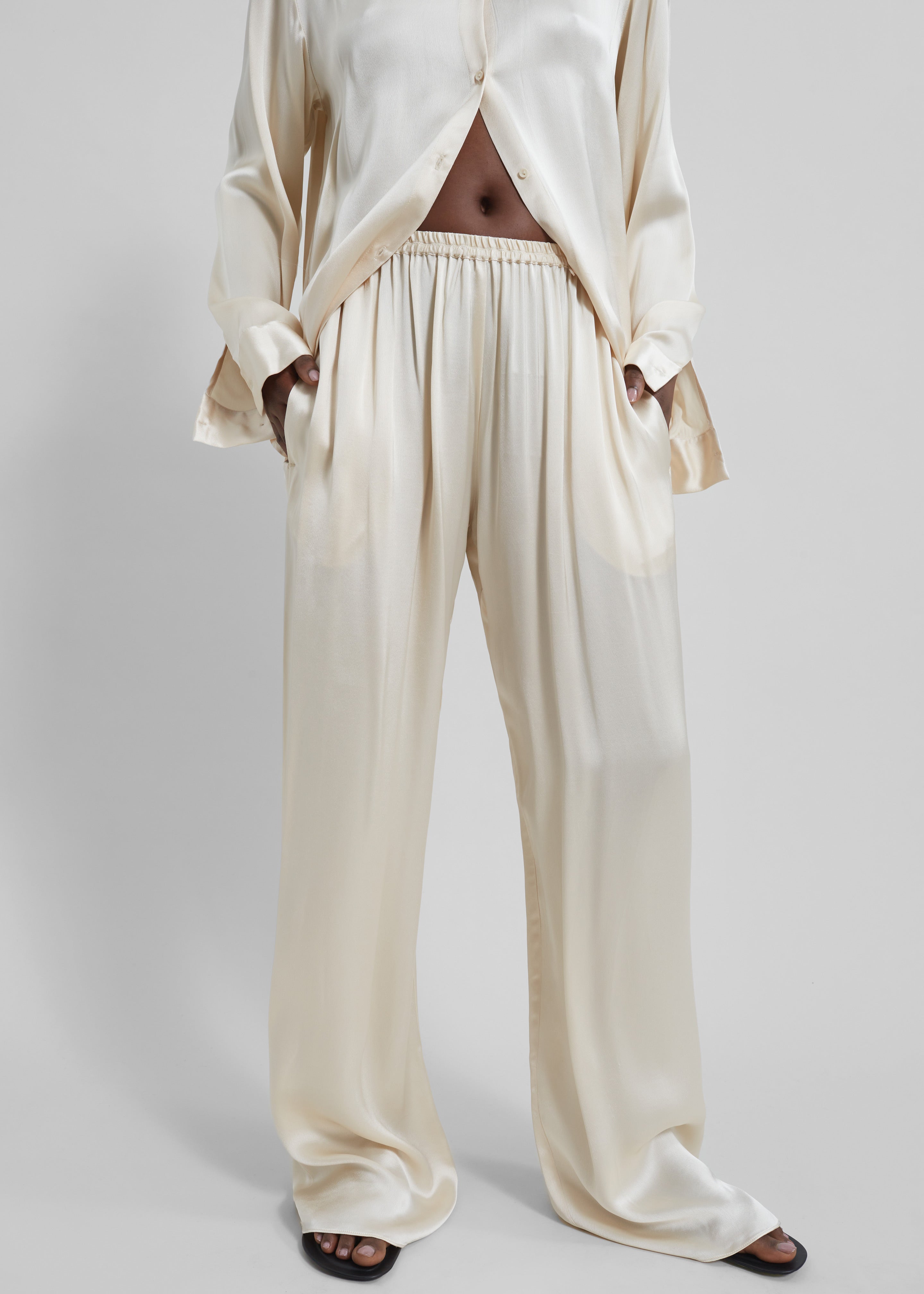 Matteau Relaxed Satin Pant - Ivory - 5