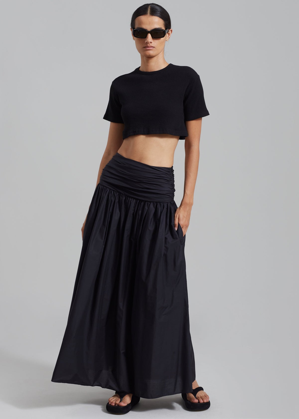 Matteau Rouched Maxi Skirt - Black - 4