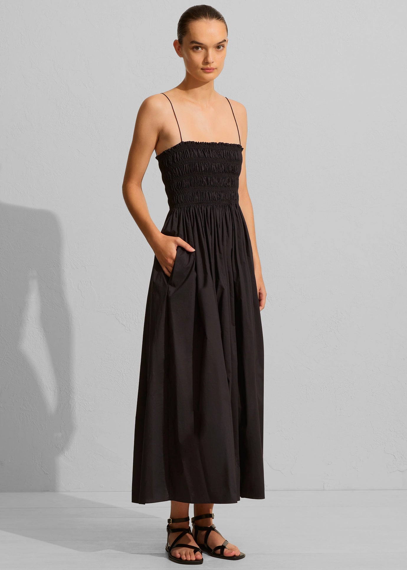 Matteau Shirred Bodice Dress - Black - 1
