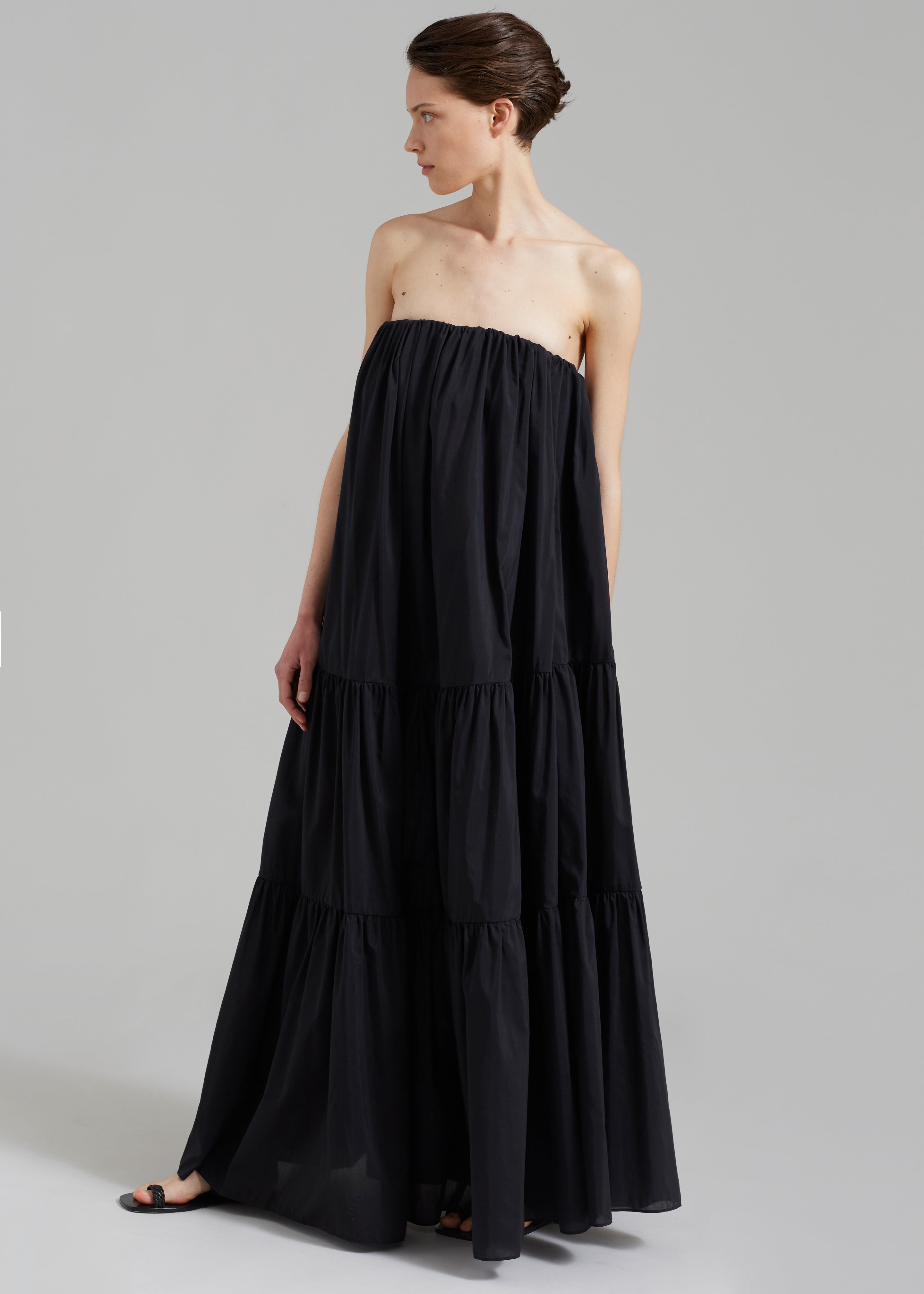 Matteau Voluminous Strapless Tiered Dress - Black - 5
