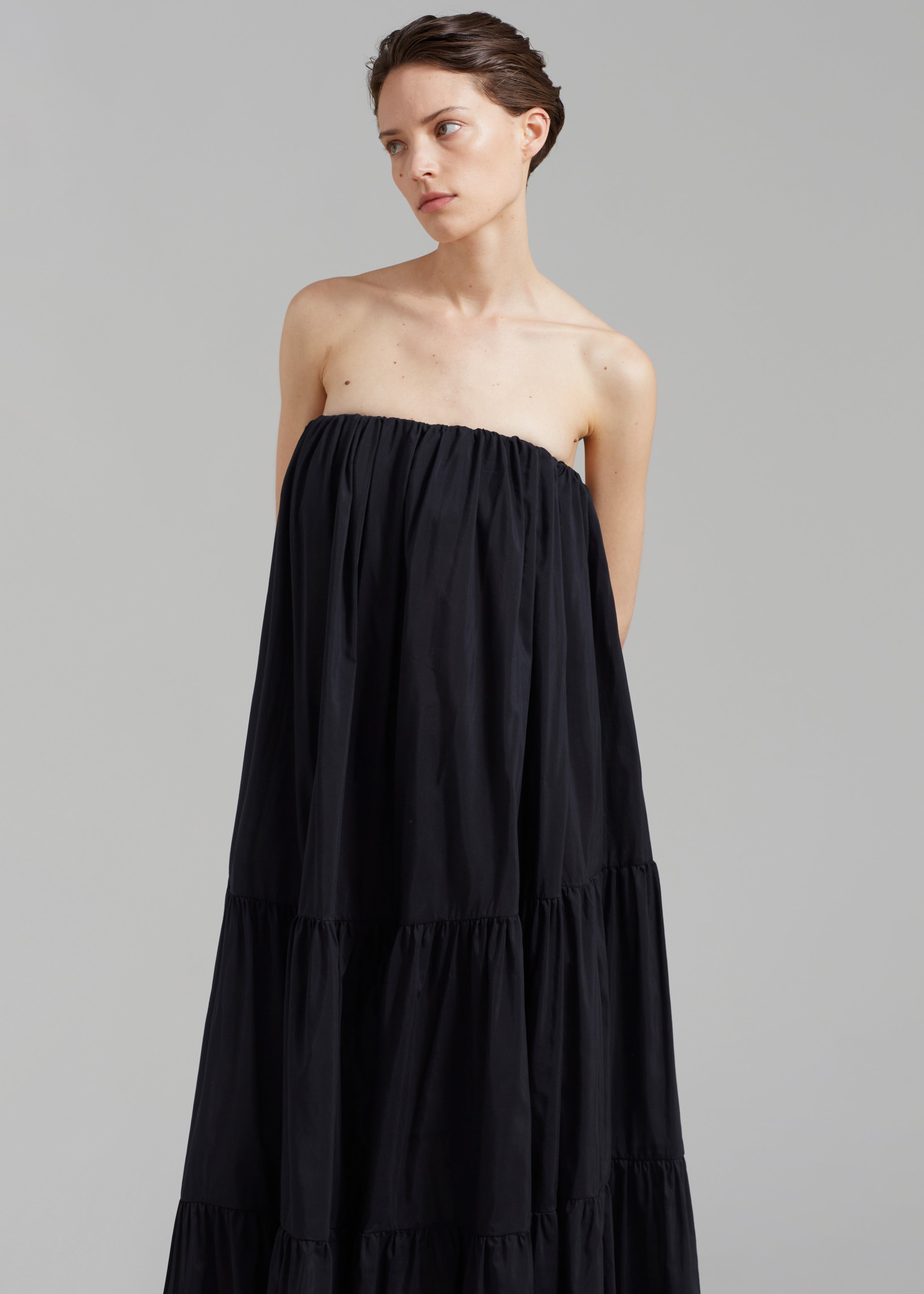 Matteau Voluminous Strapless Tiered Dress - Black - 2