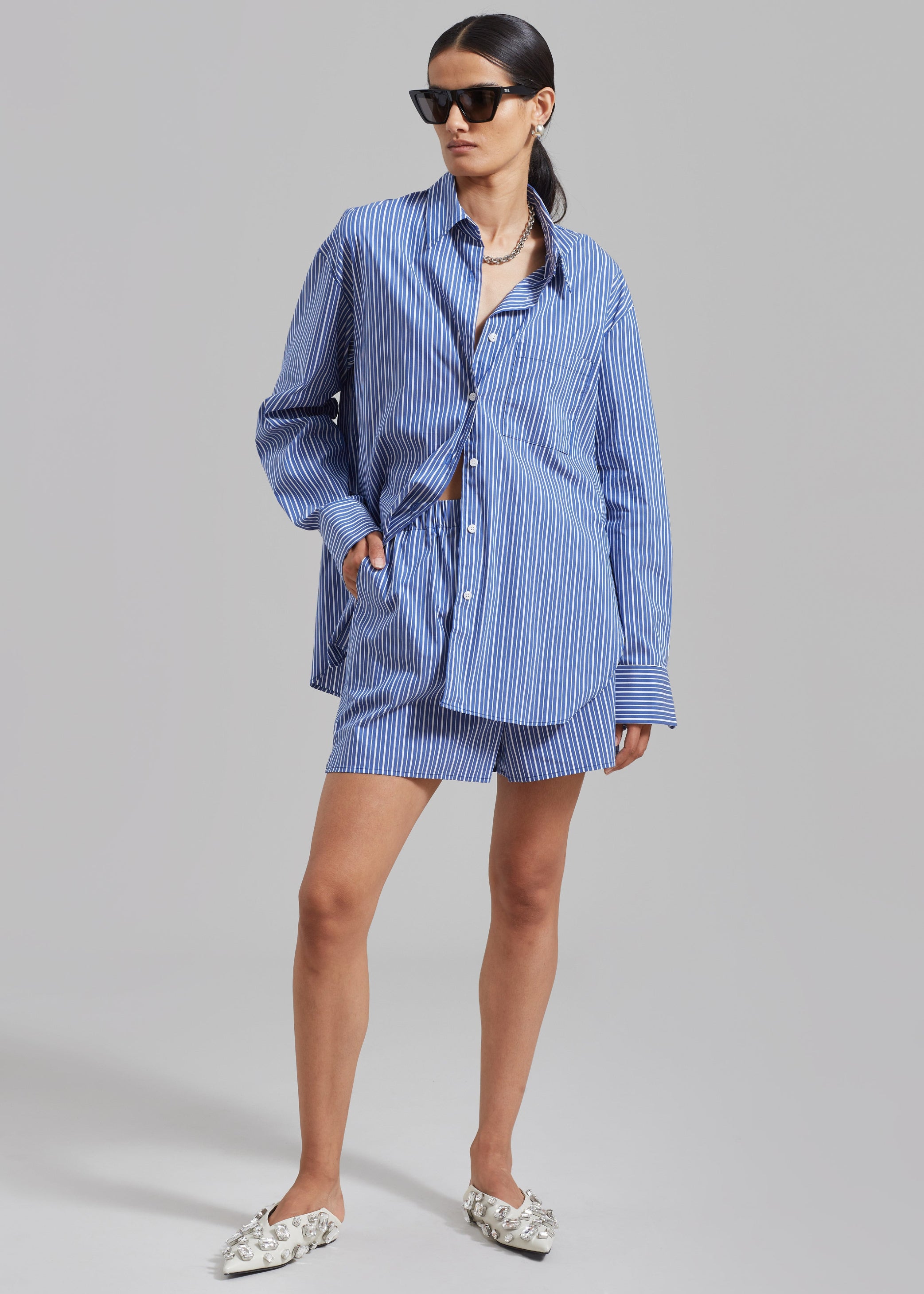 Shop the look image for Mirca Pocket Shirt - Blue Multi Stripe