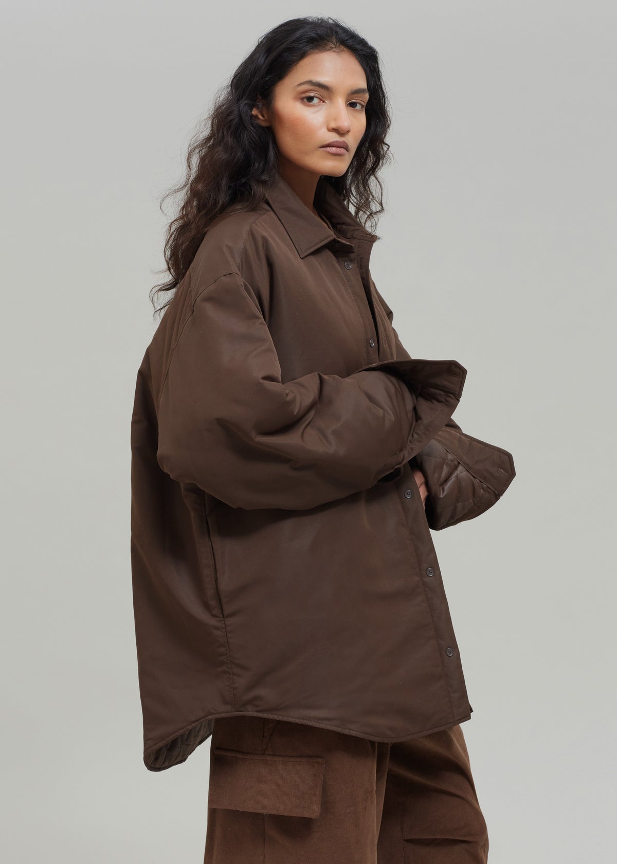 Dean Padded Shirt Jacket - Brown - 4