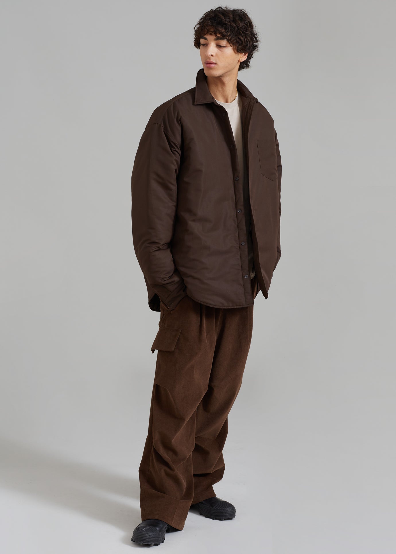Dean Padded Shirt Jacket - Brown - 1