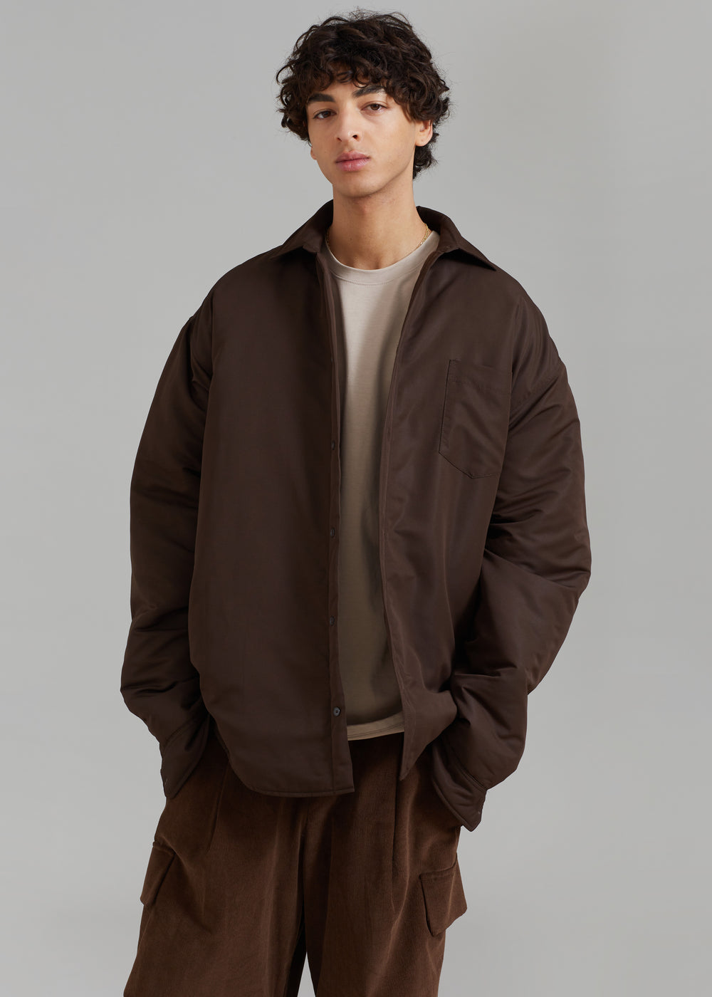 Dean Padded Shirt Jacket - Brown