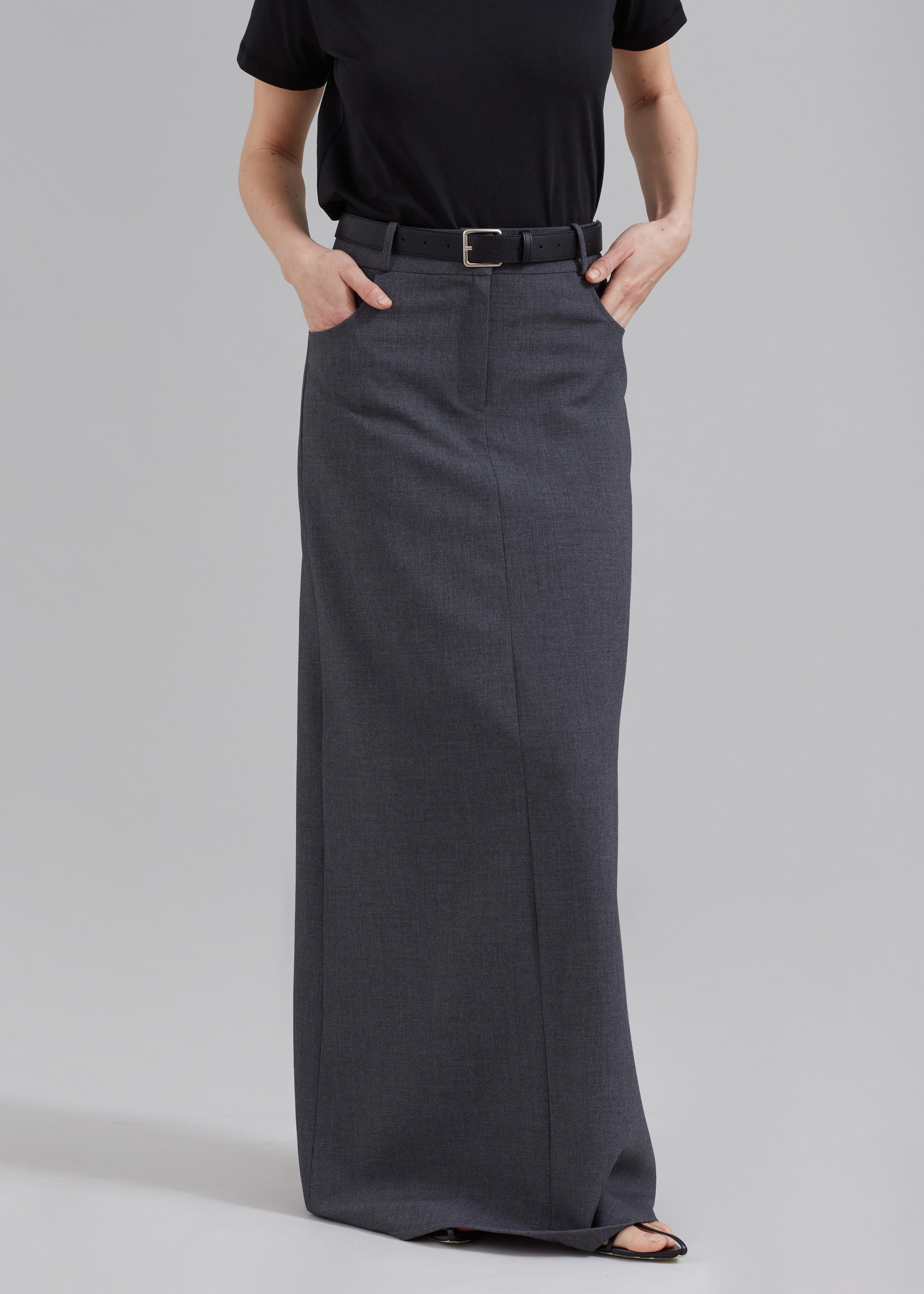 Malvo Long Pencil Skirt - Charcoal - 2