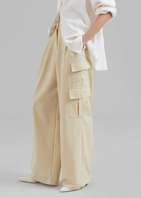 Manye Fluid Cargo Pants - Beige