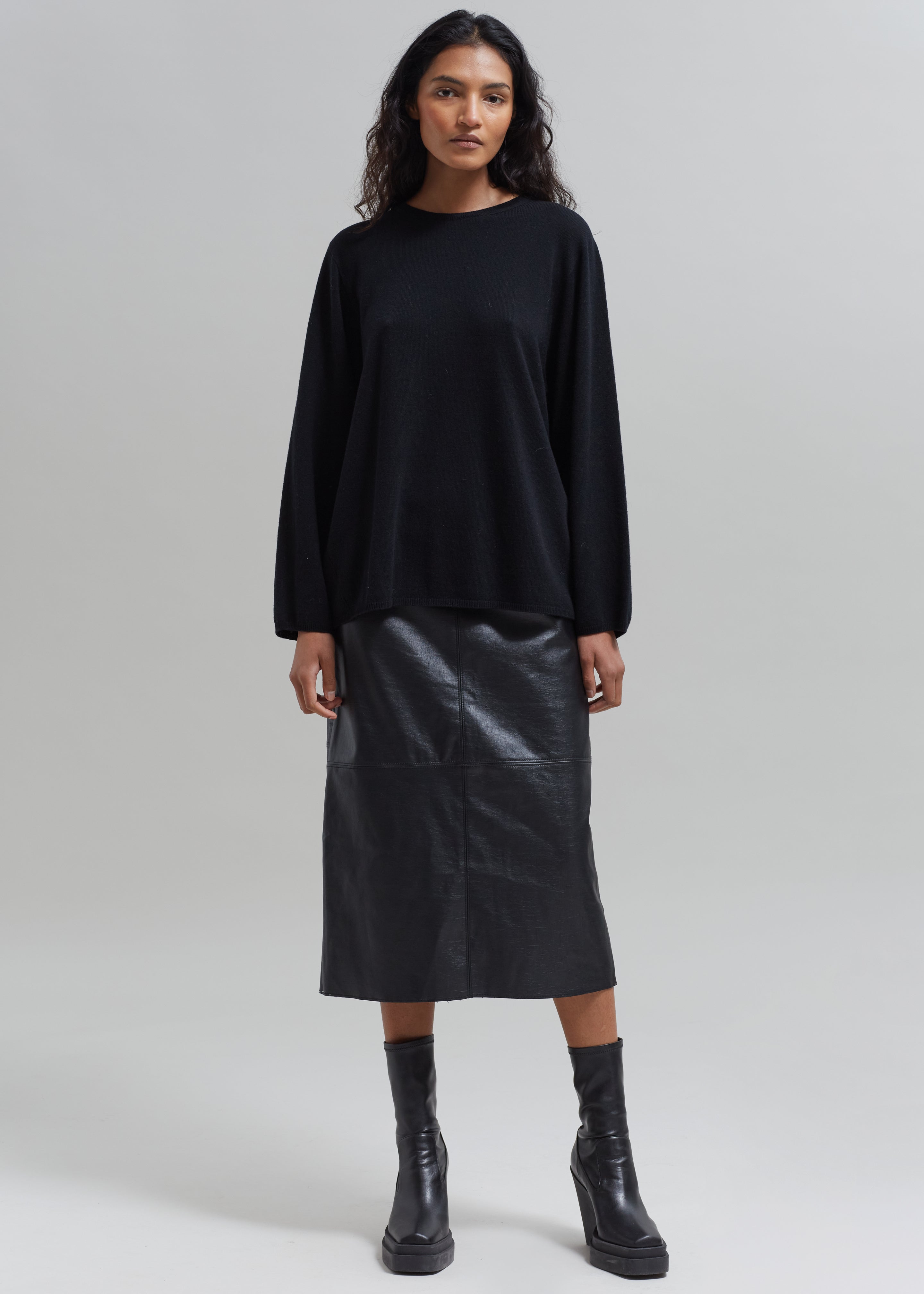Manyne Faux Leather Pencil Skirt - Black - 5