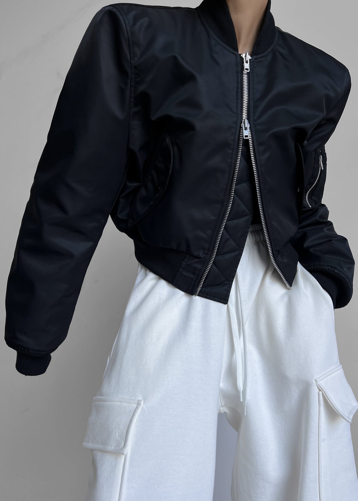 Mati Cropped Padded Bomber - Black - 9