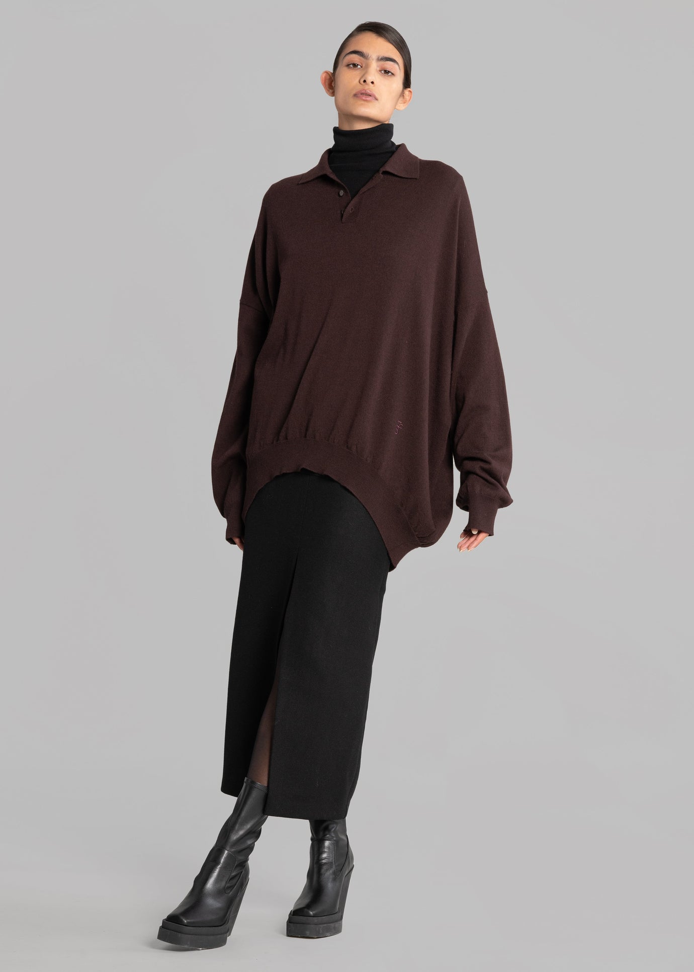 Meriel Polo Sweater - Chocolate Plum
