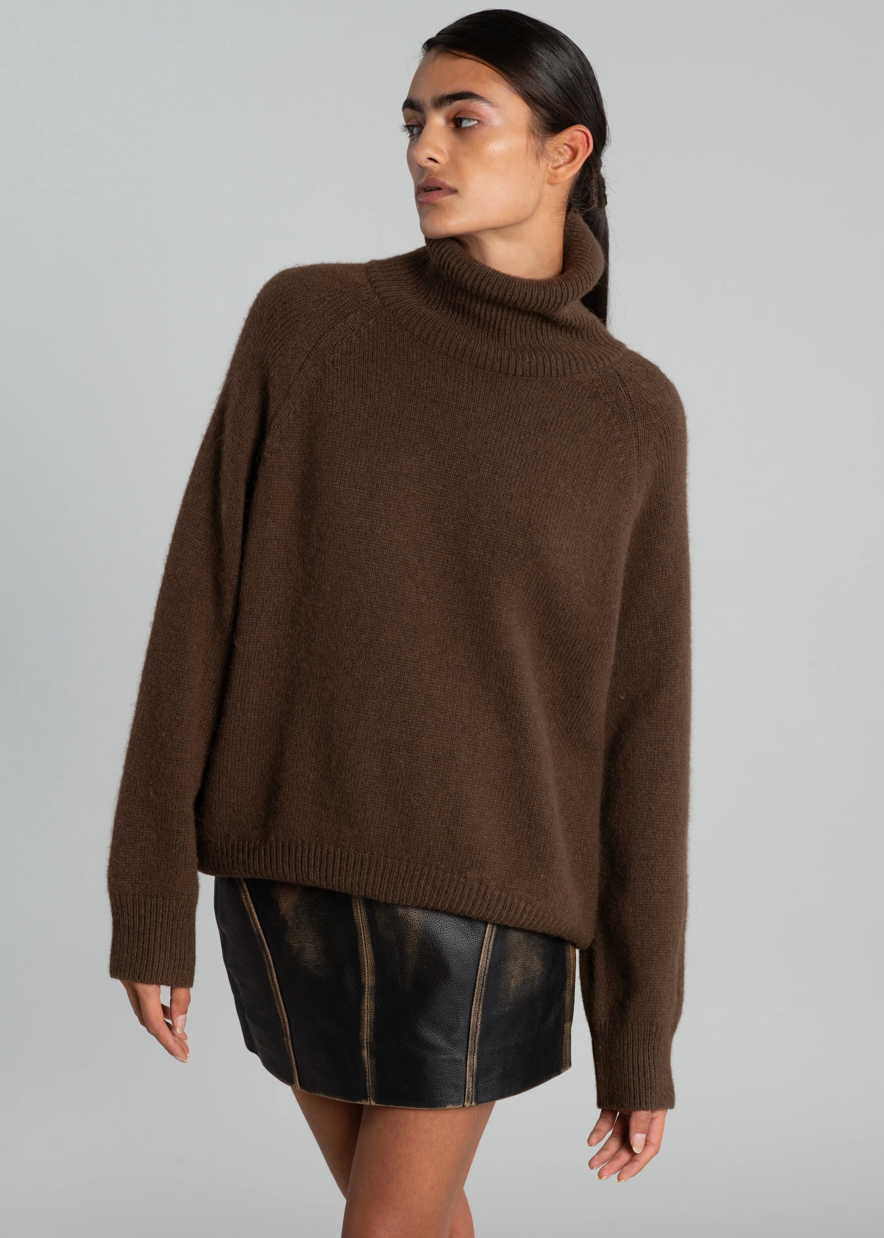 Moreen Turtleneck Sweater - Brown - 1