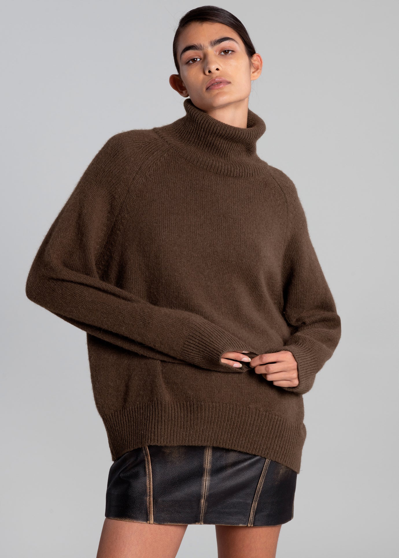 Moreen Turtleneck Sweater - Brown - 1