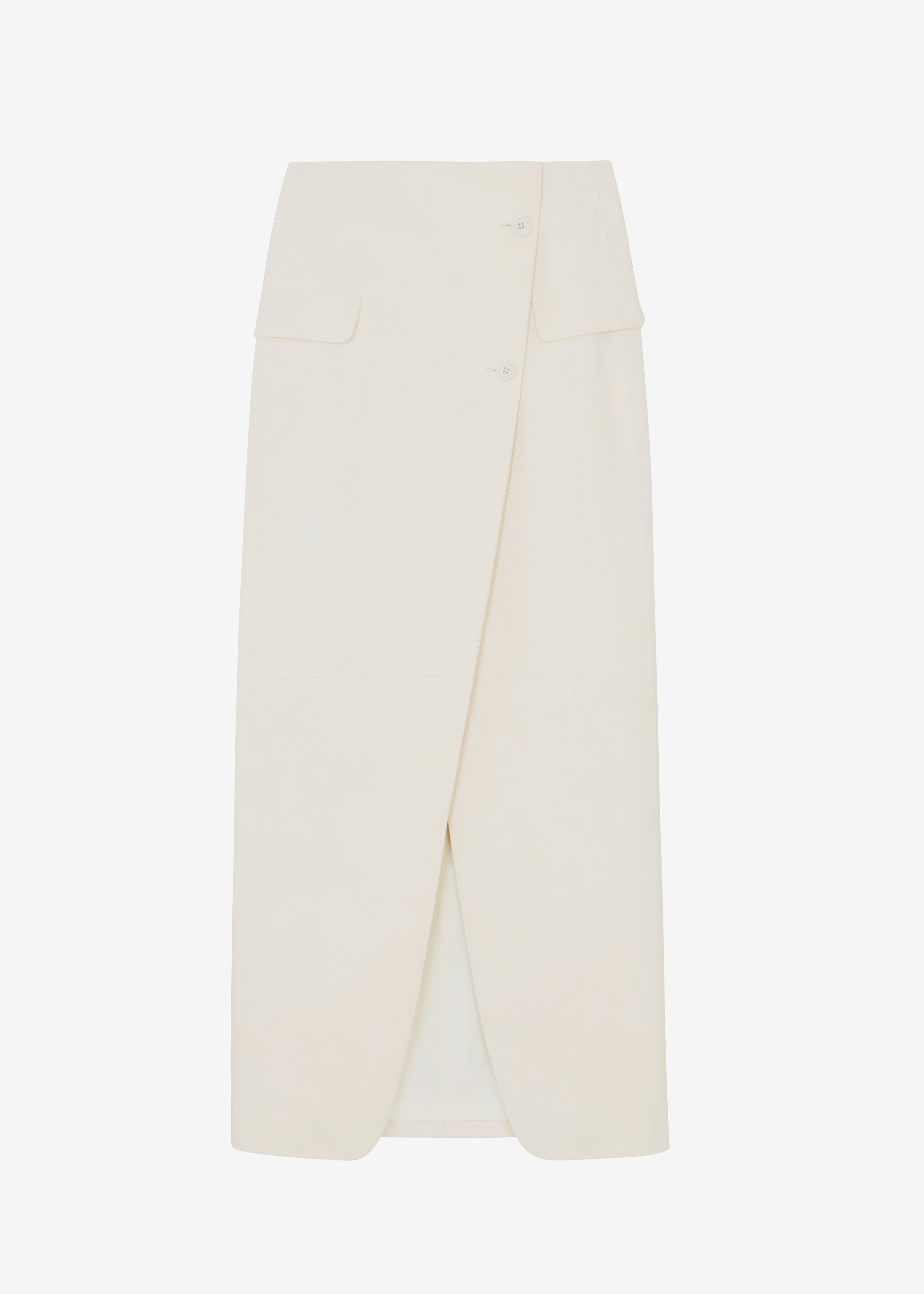 Nan Long Faux Leather Cross Skirt - Mastic - 7