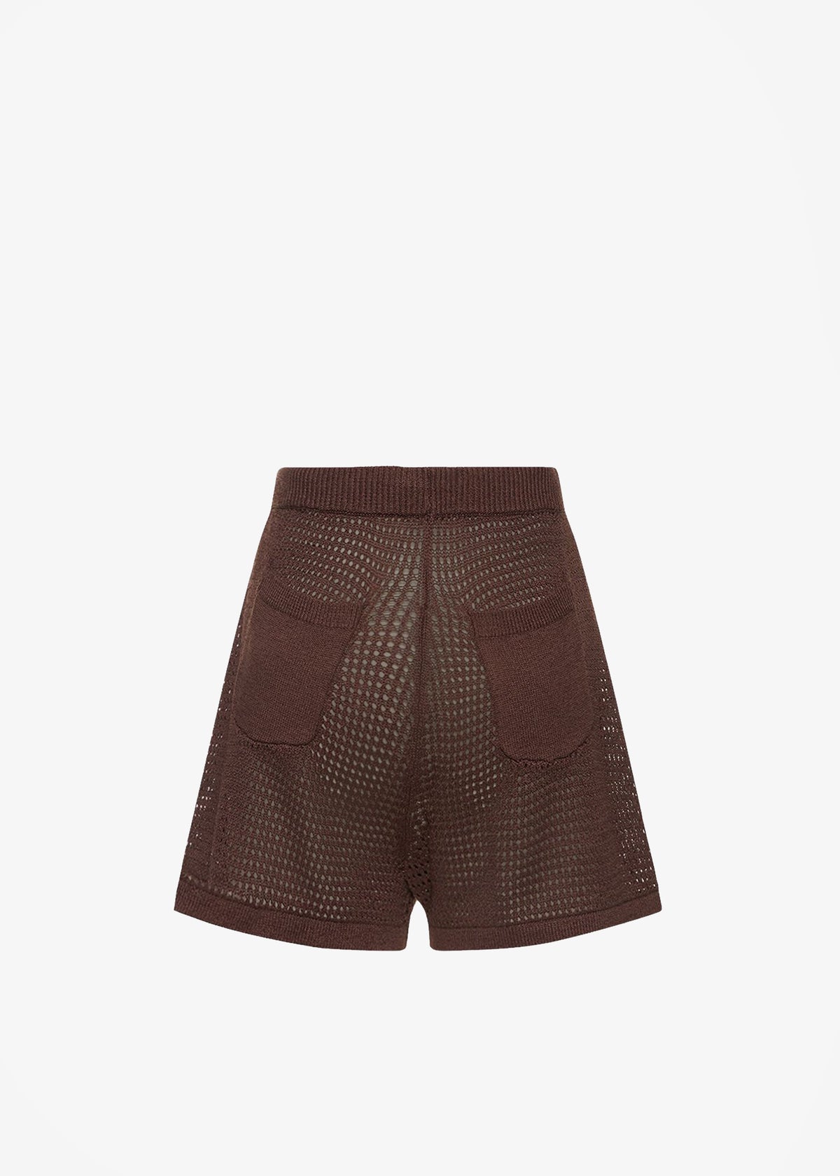 Nanushka Jael Knitted Crochet Shorts - Coffee Bean - 6