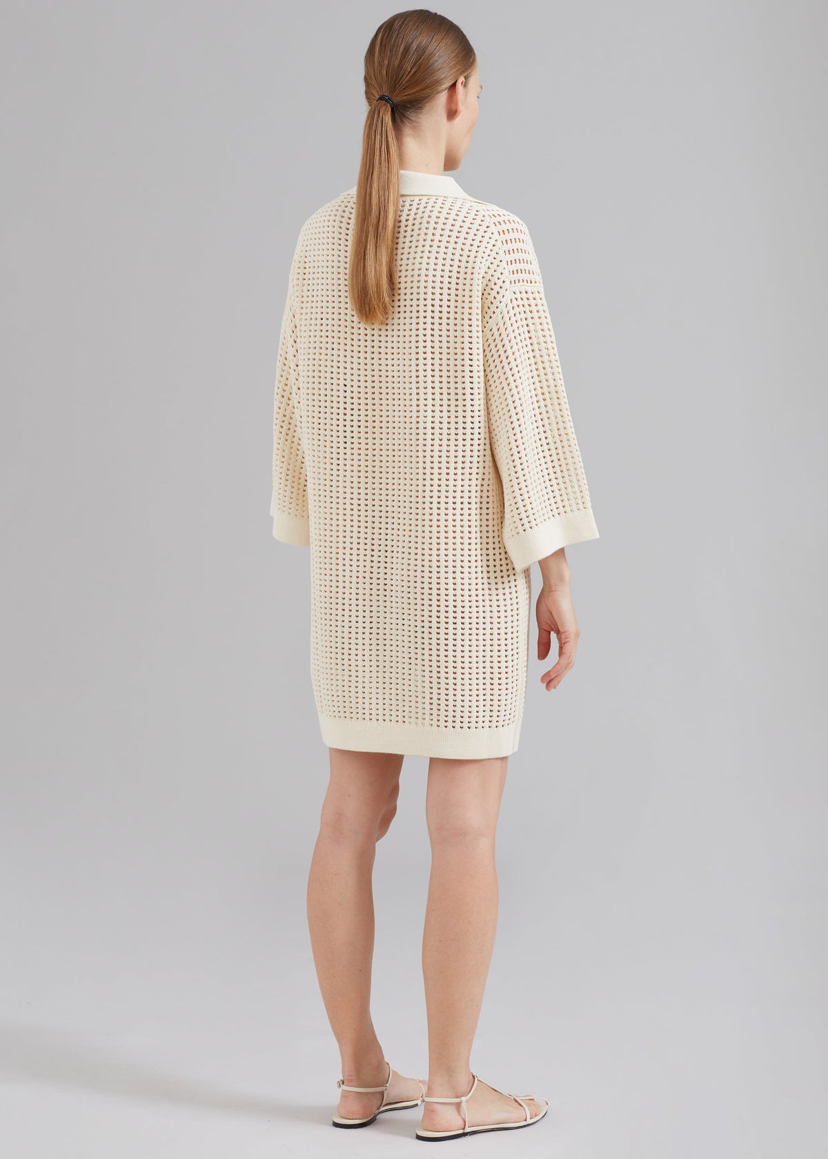 Nanushka Siya Long Sleeve Collared Dress - Creme - 5