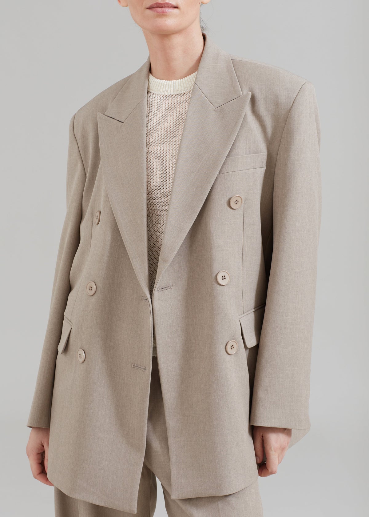 Nessi Double Breasted Blazer - Taupe - 4