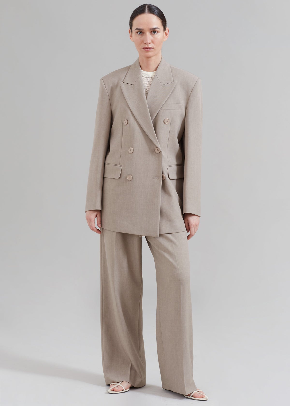Nessi Double Breasted Blazer - Taupe - 9