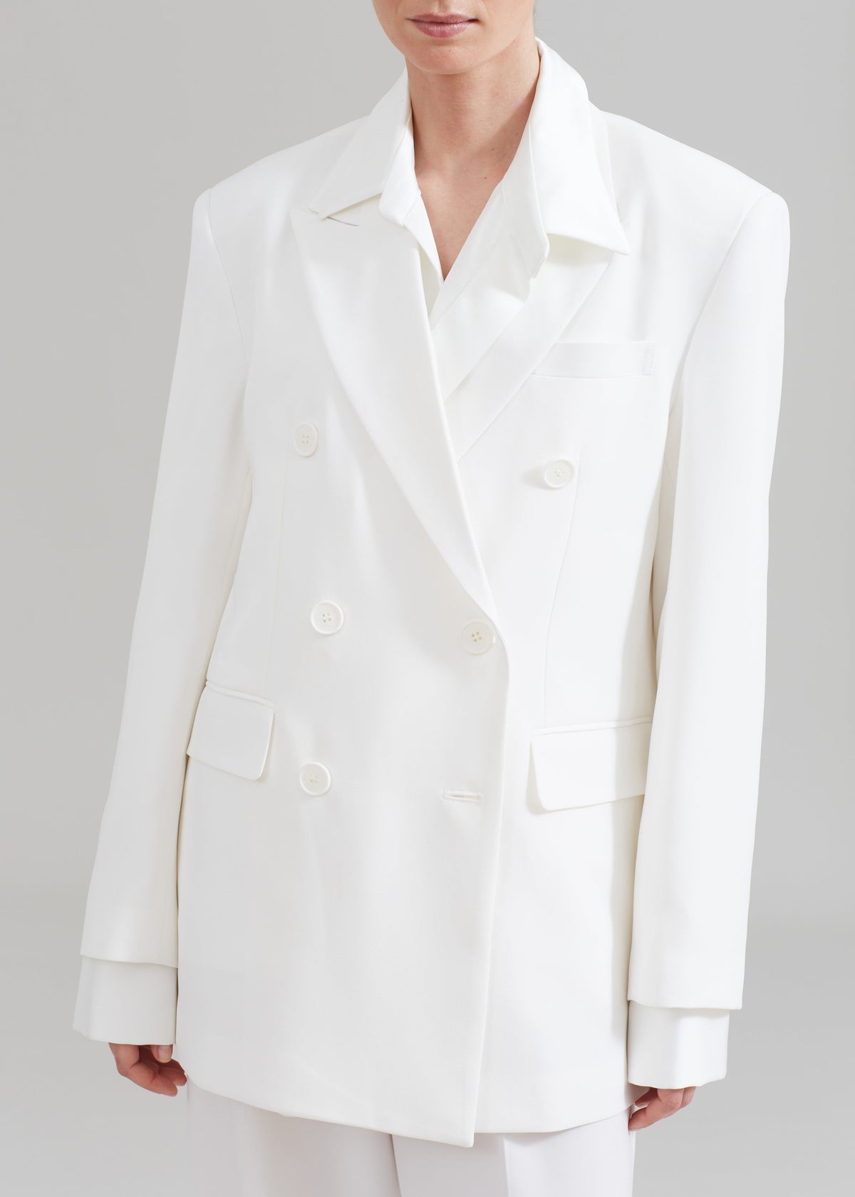 Nessi Double Breasted Blazer - White - 9