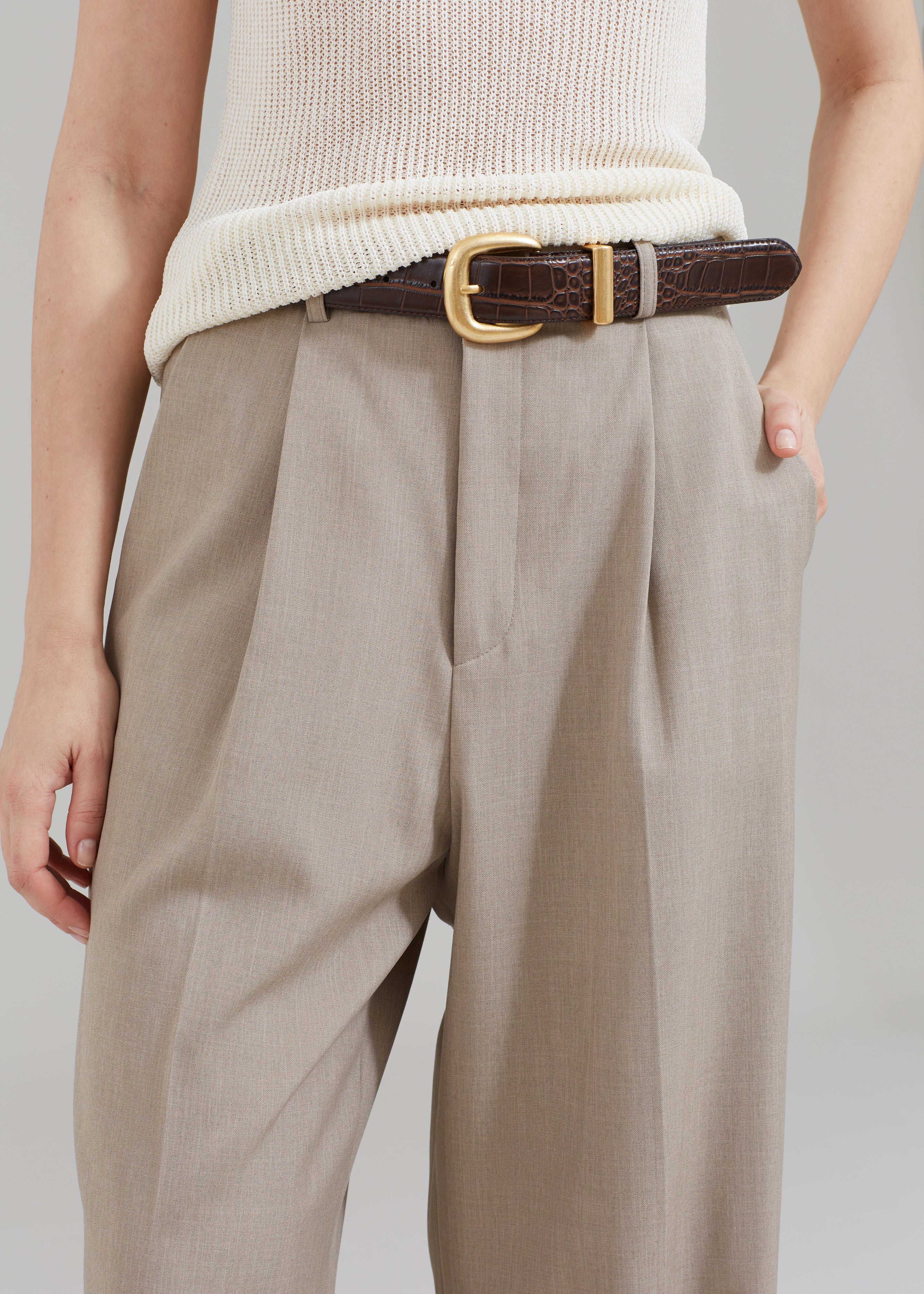 Nessi Pintuck Trousers - Taupe - 3