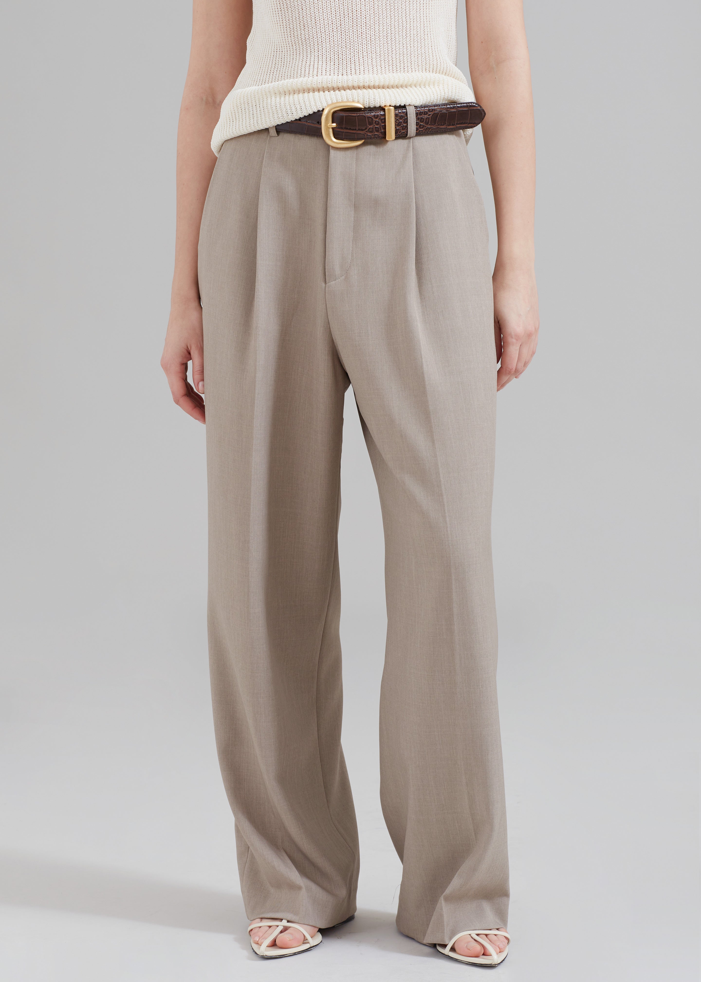 Nessi Pintuck Trousers - Taupe - 5