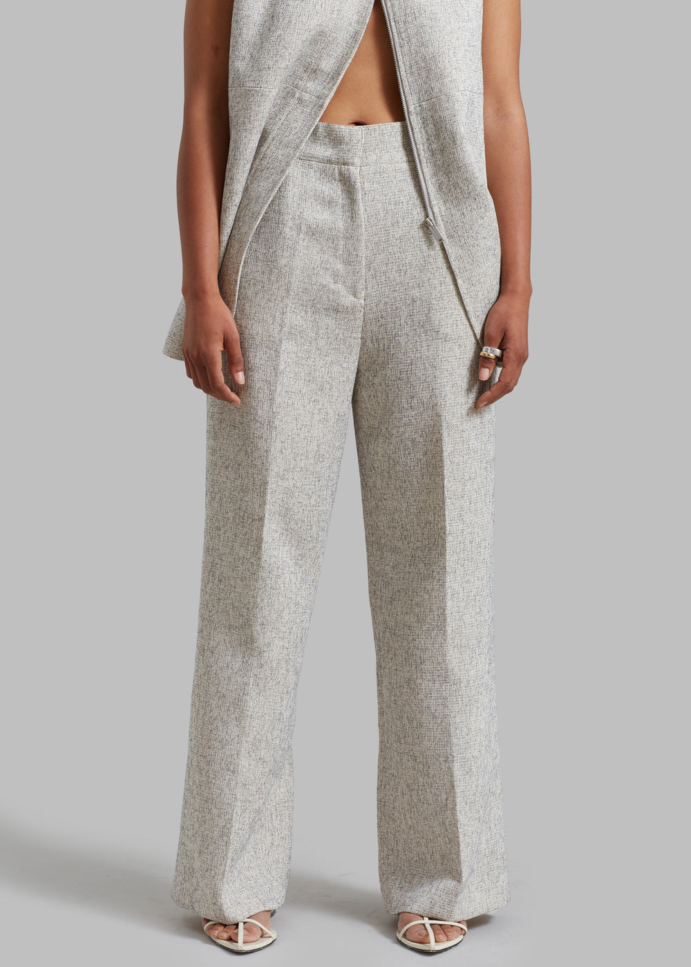 Nevaeh Tweed Trousers - Beige - 1
