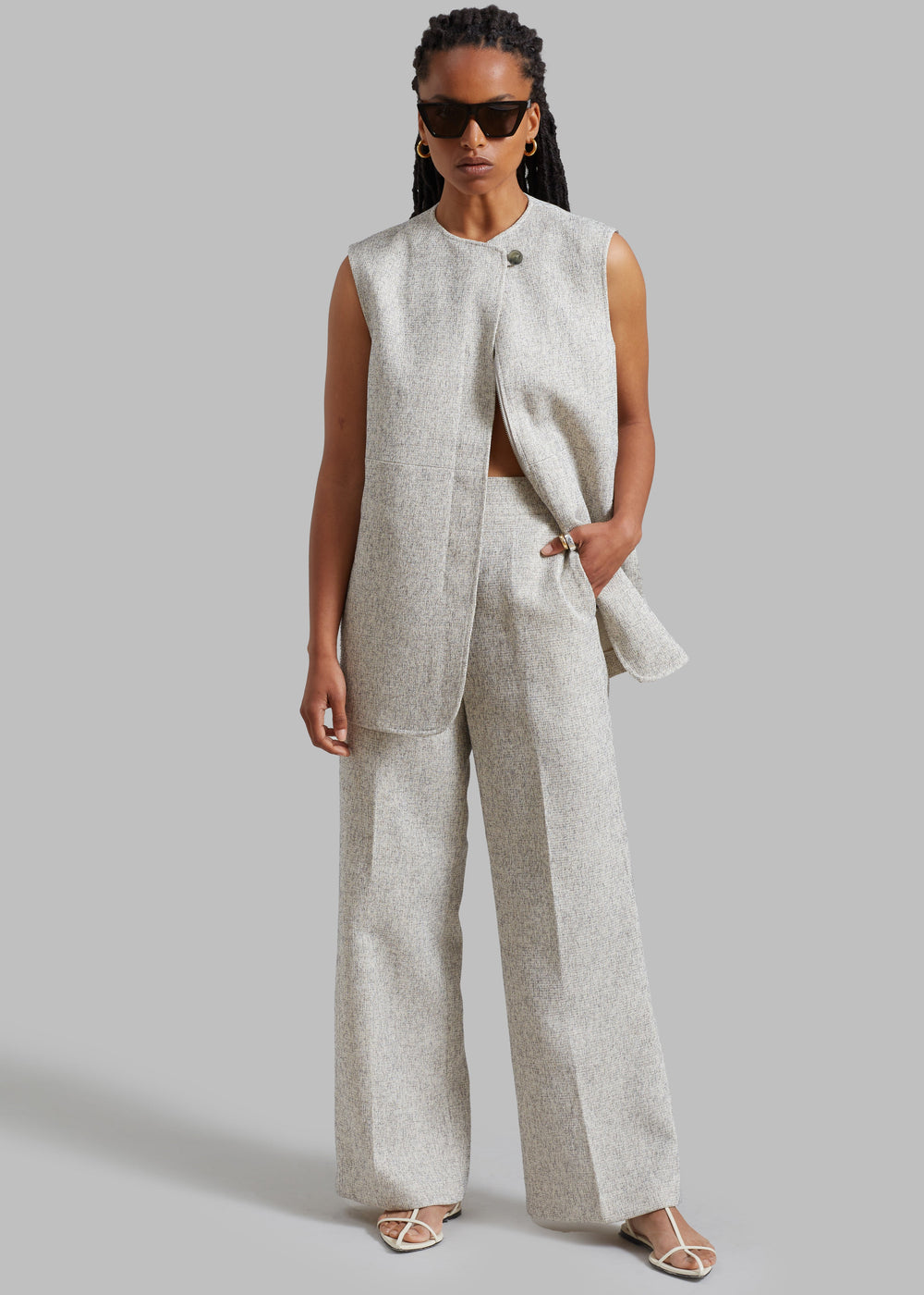 Nevaeh Tweed Trousers - Beige